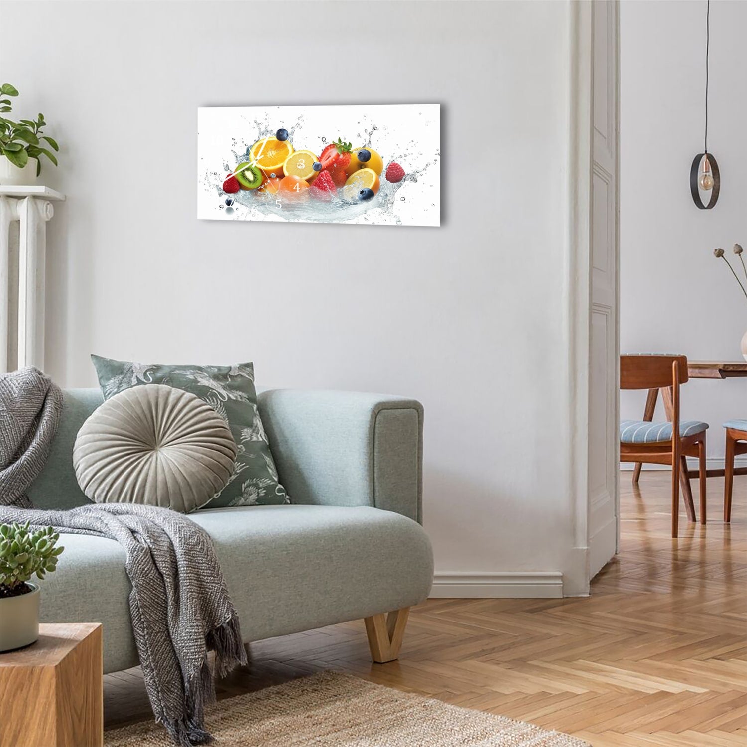 Wanduhr 60x30 - Früchte-Explosion