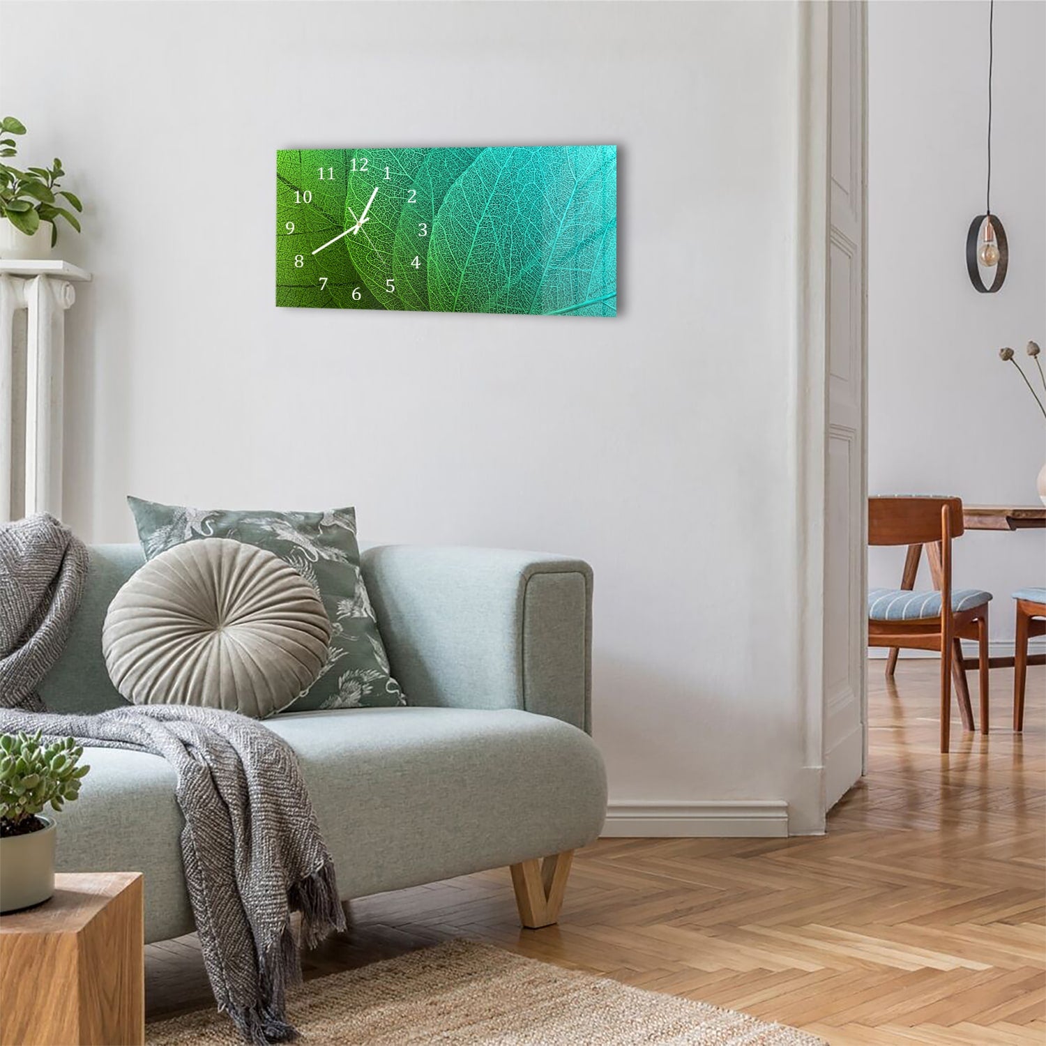 Wanduhr 60x30 - Blättern im Detail