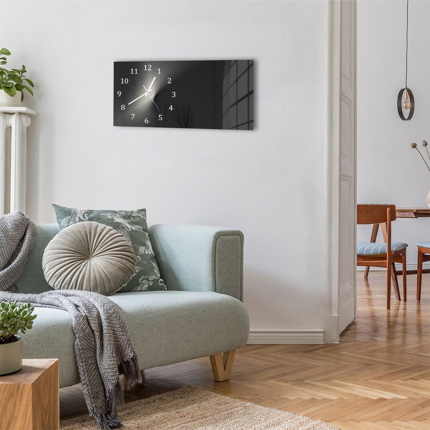 Wanduhr 60x30 - Schwarz-weißer Sand