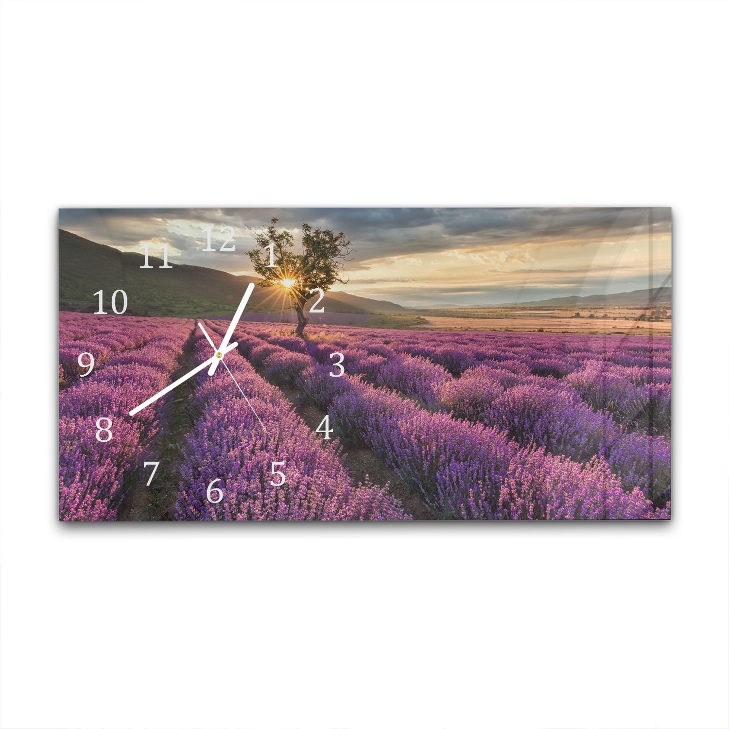 Wanduhr 60x30 - Lavendelfeld