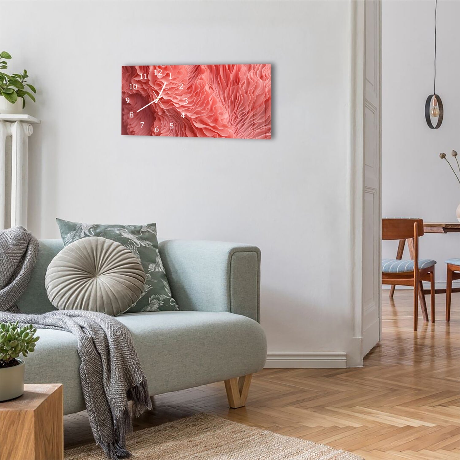 Wanduhr 60x30 - Organische Textur von Korallen