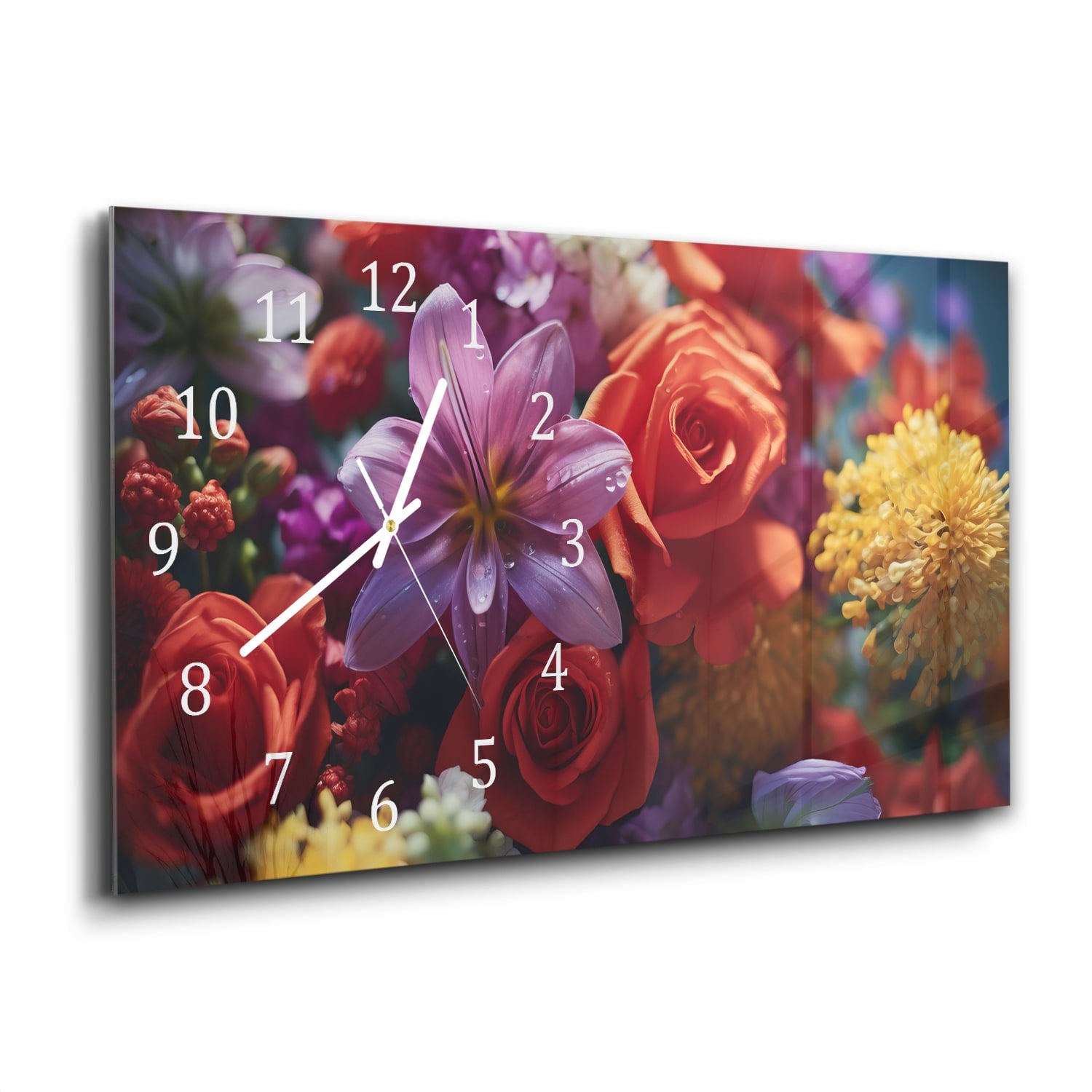 Wanduhr 60x30 - Blumenstrauß