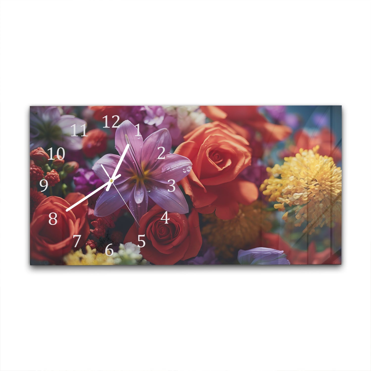 Wanduhr 60x30 - Blumenstrauß