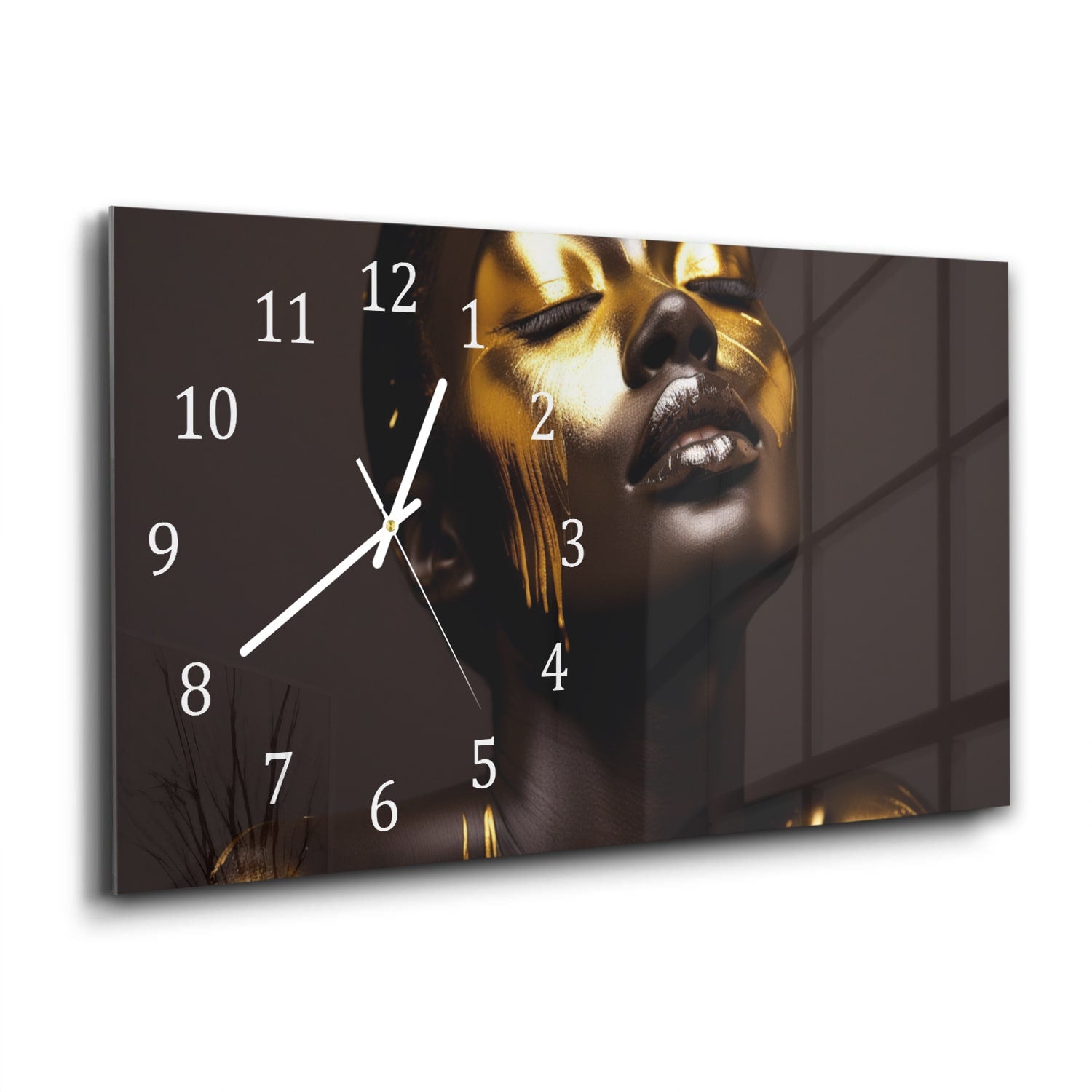 Wanduhr 60x30 - Luxuriöse Gold/Schwarz-Textur