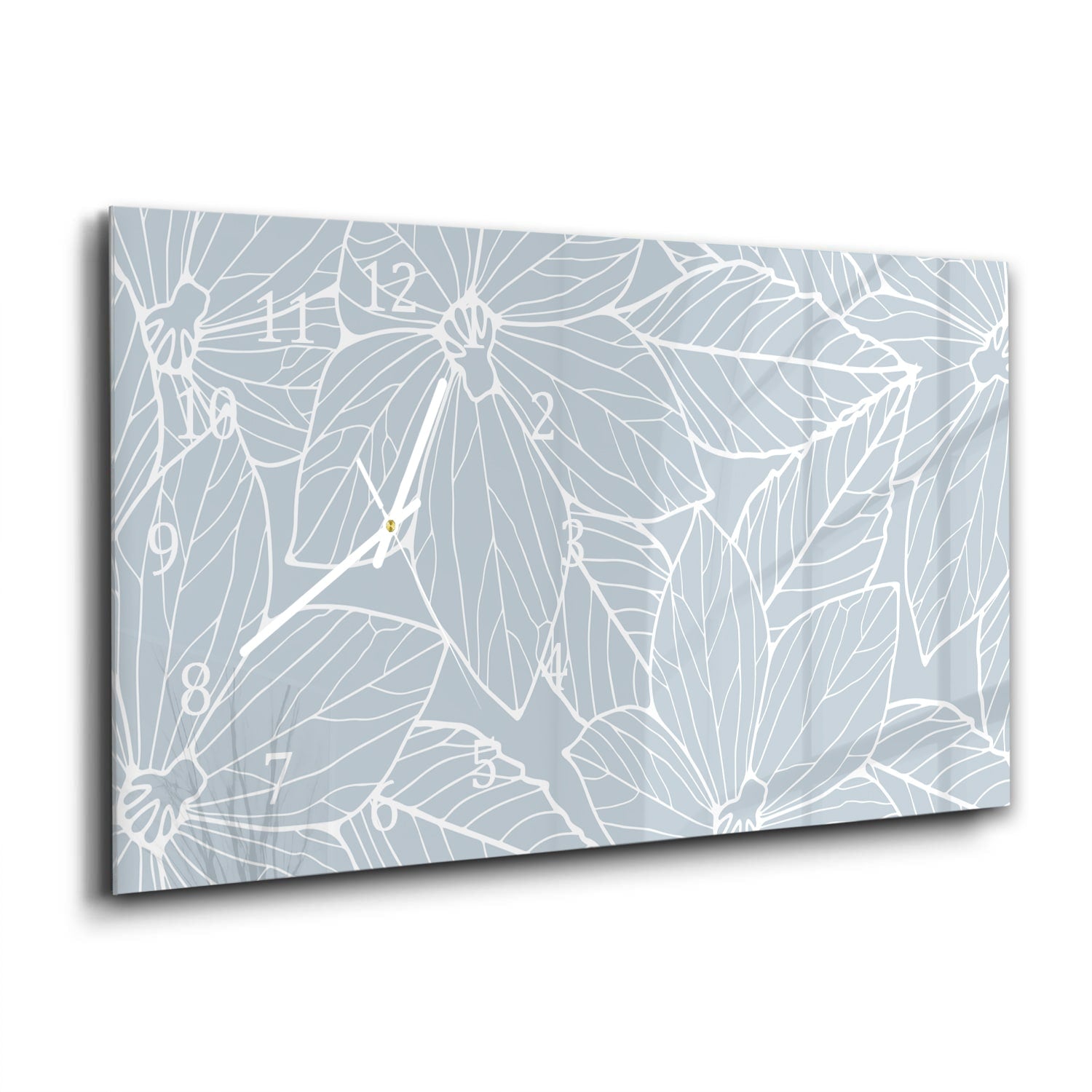 Wanduhr 60x30 - Abstrakte Blumenliniendarstellung