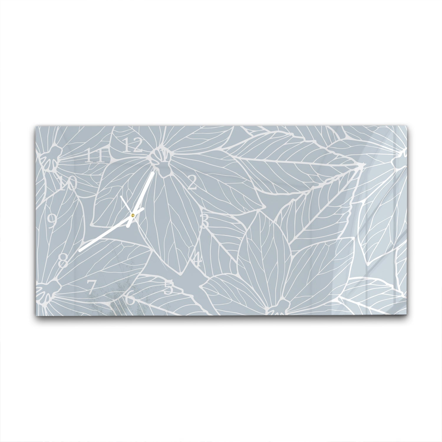 Wanduhr 60x30 - Abstrakte Blumenliniendarstellung