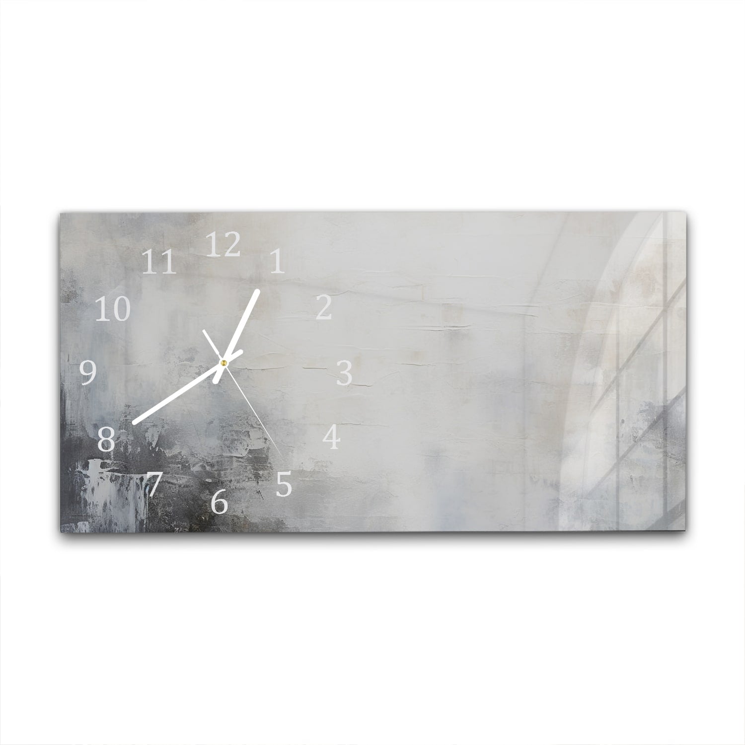 Wanduhr 60x30 - Abstraktes minimalistisches Ölgemälde