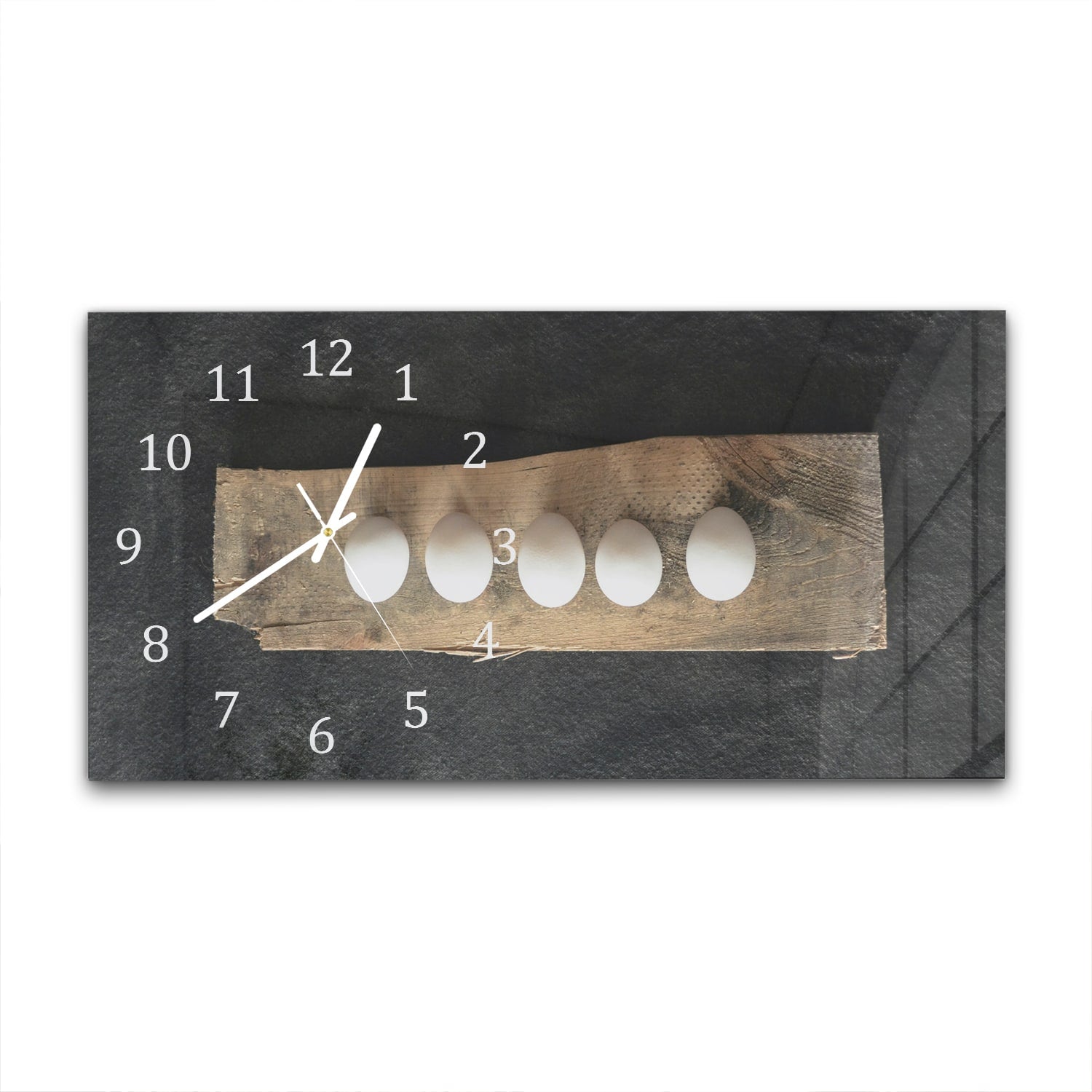 Wanduhr 60x30 - Eier auf dem Brett