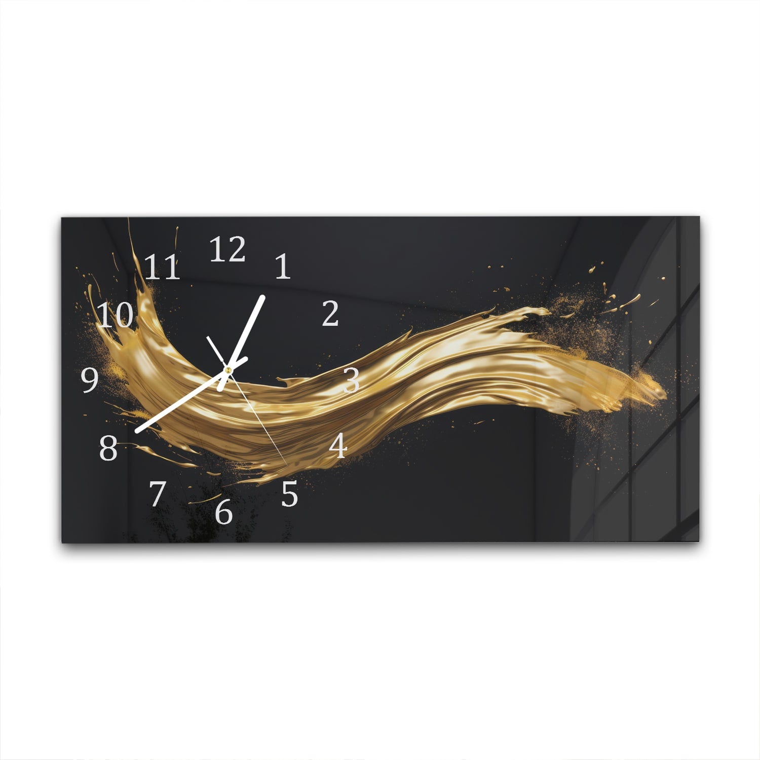 Wanduhr 60x30 - Goldener Pinselstrich