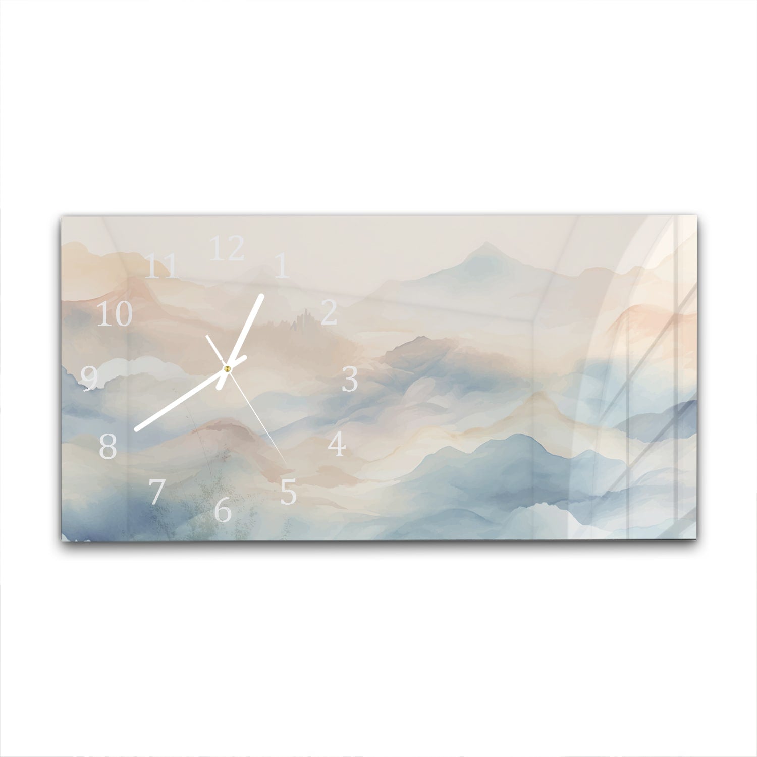 Wanduhr 60x30 - Aquarell-Landschaftsgemälde