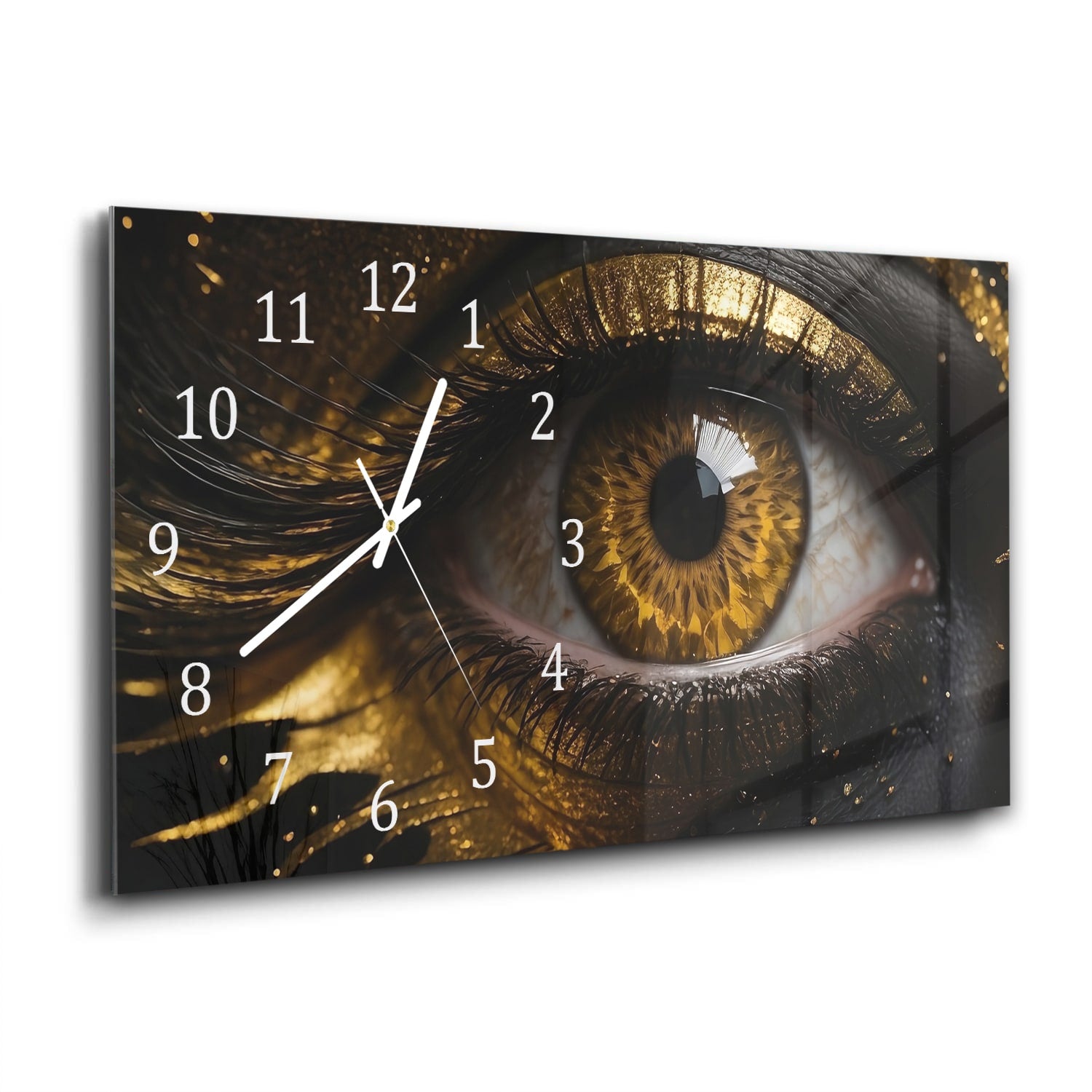 Wanduhr 60x30 - Schwarz und goldenes Auge