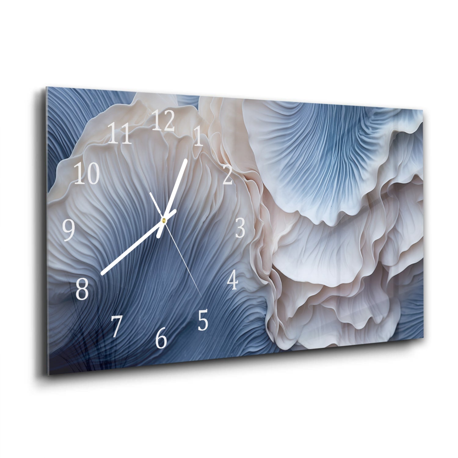 Wanduhr 60x30 - Blaue Pilz-Textur