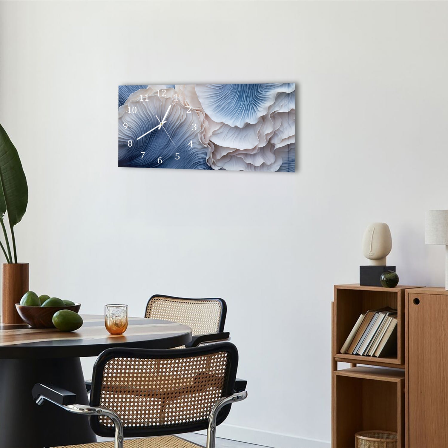 Wanduhr 60x30 - Blaue Pilz-Textur