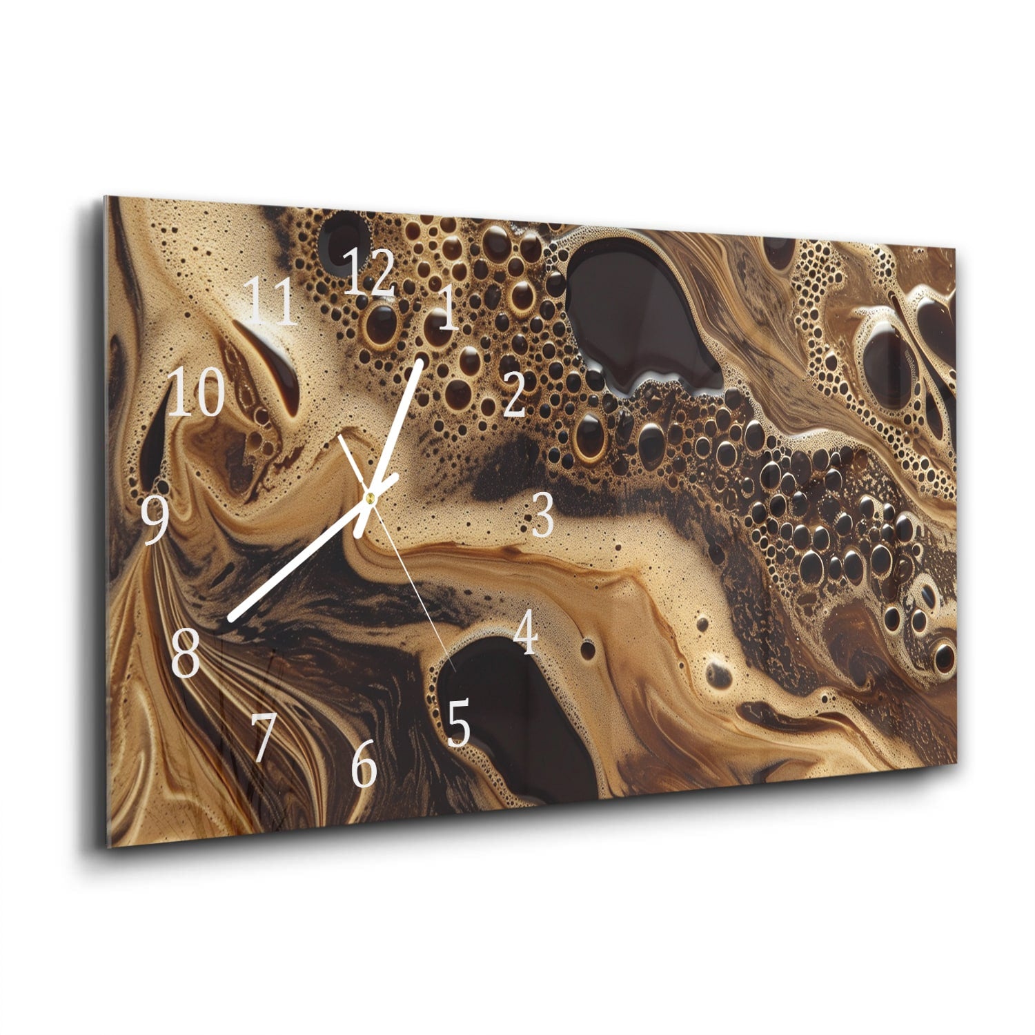 Wanduhr 60x30 - Flüssige Kaffee-Textur