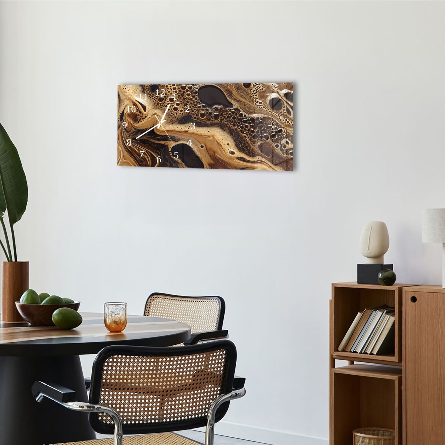 Wanduhr 60x30 - Flüssige Kaffee-Textur