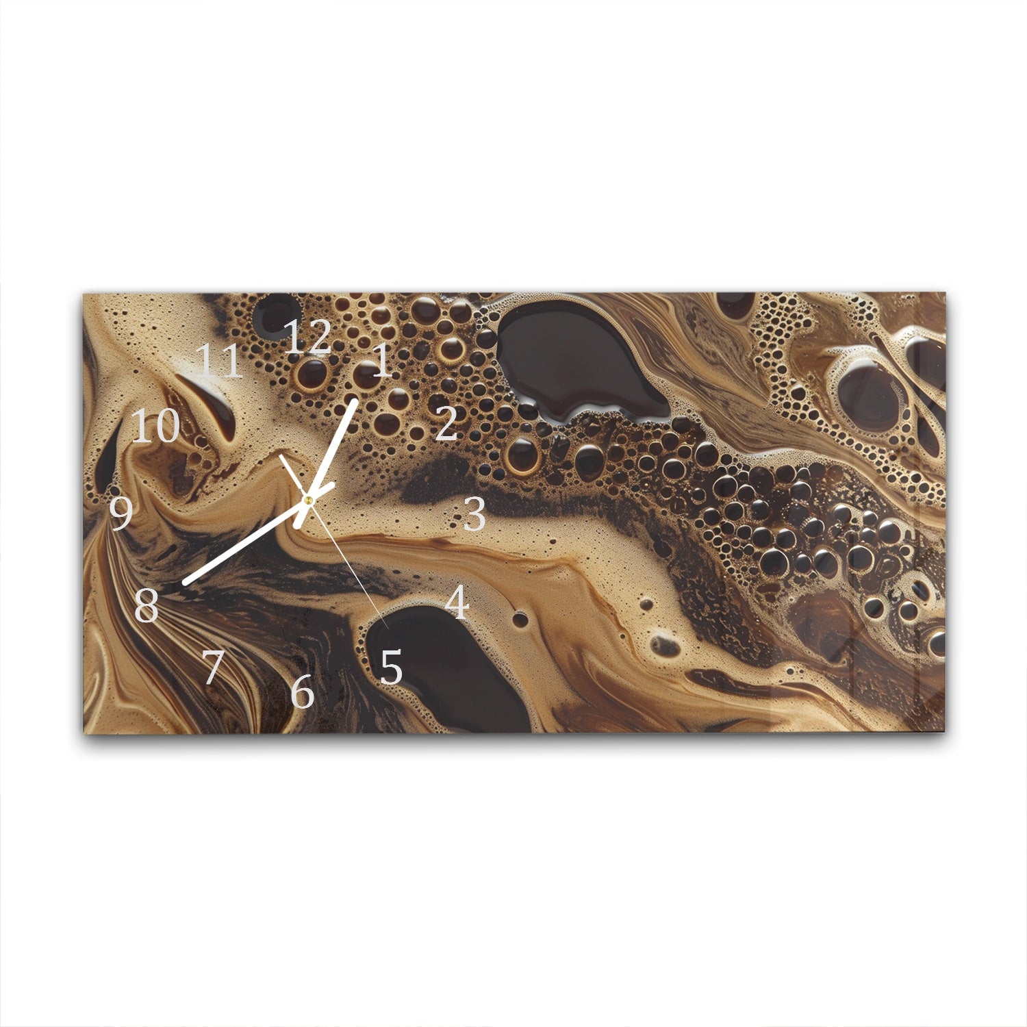 Wanduhr 60x30 - Flüssige Kaffee-Textur