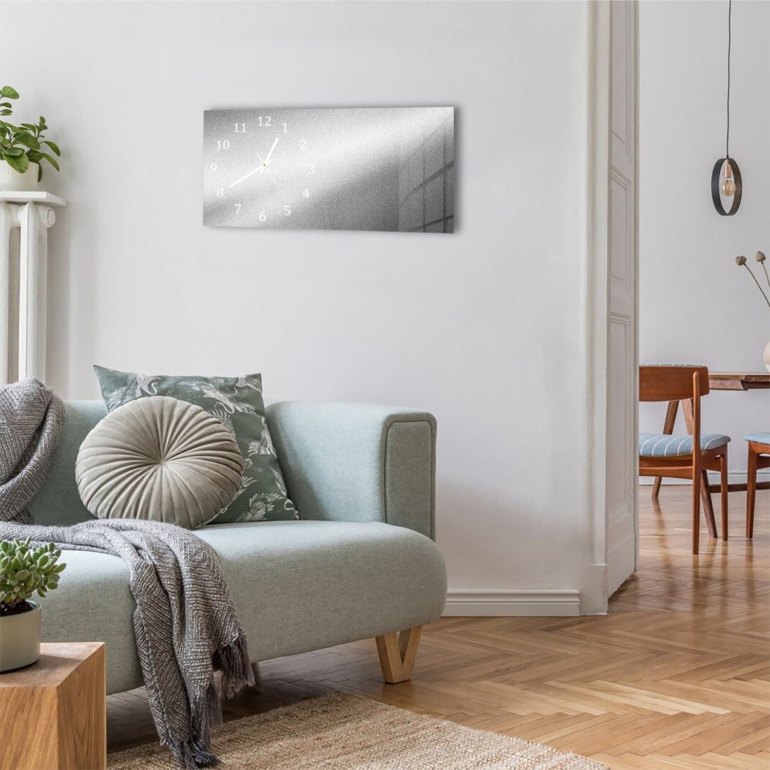 Wanduhr 60x30 - Silberne matte Textur