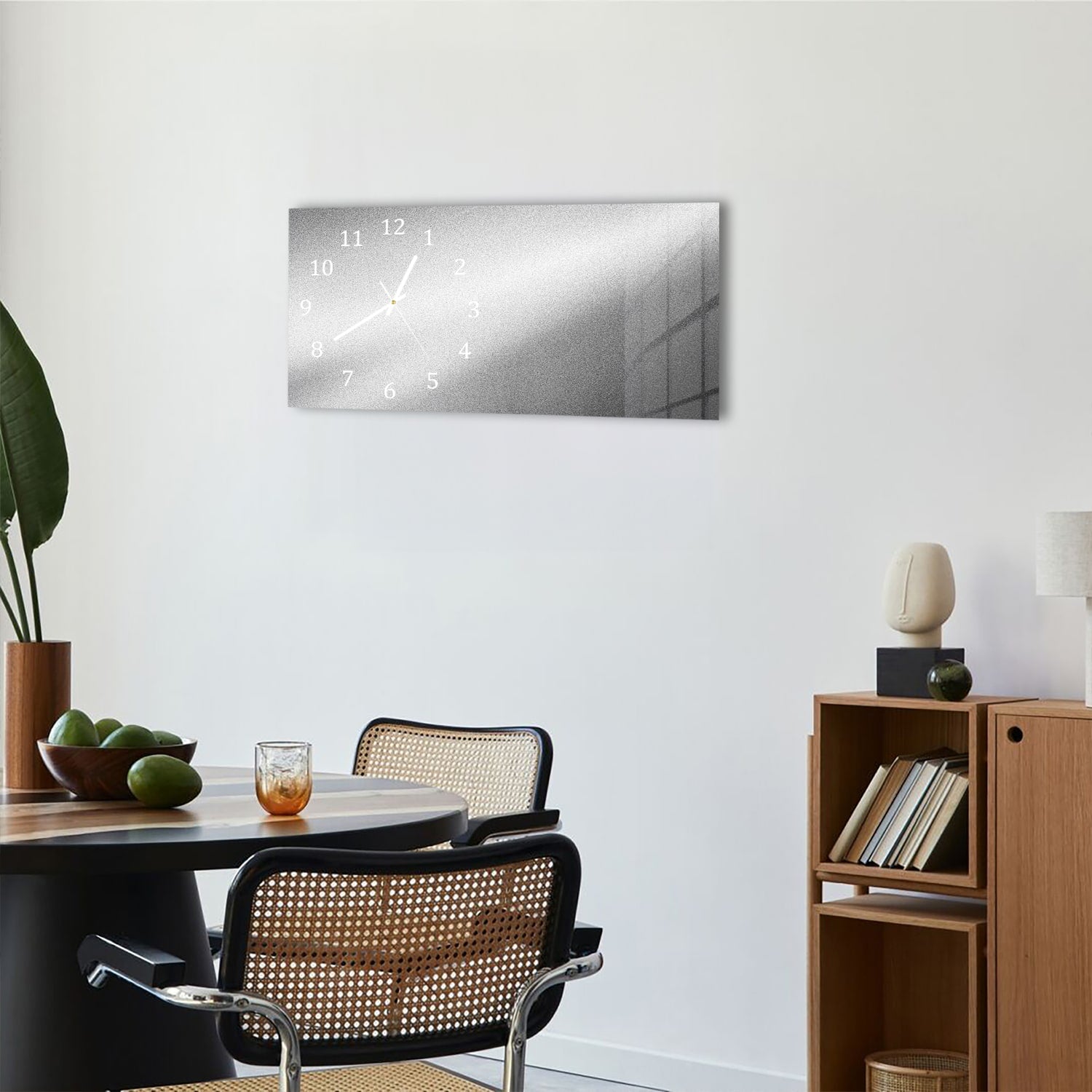 Wanduhr 60x30 - Silberne matte Textur