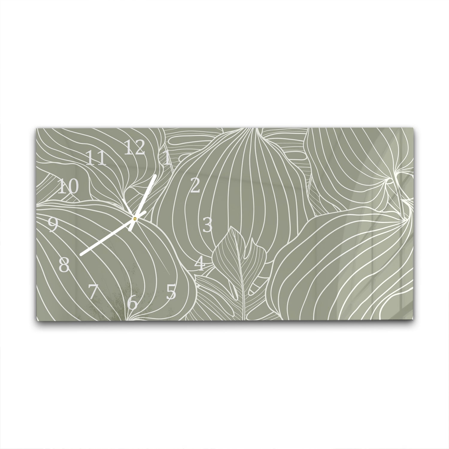 Wanduhr 60x30 - Botanisches Blatt-Linienkunst-Muster