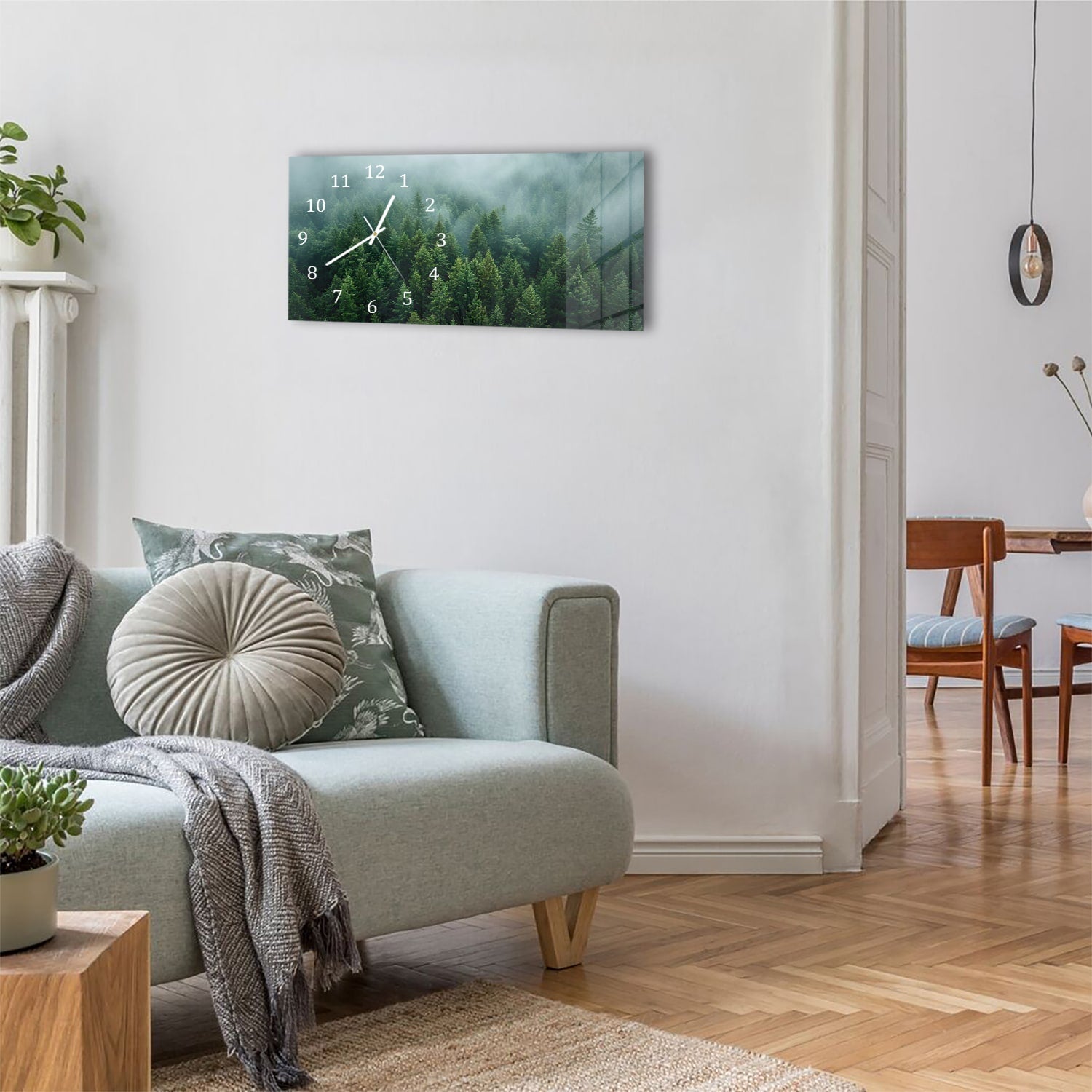 Wanduhr 60x30 - Dichter grüner Wald