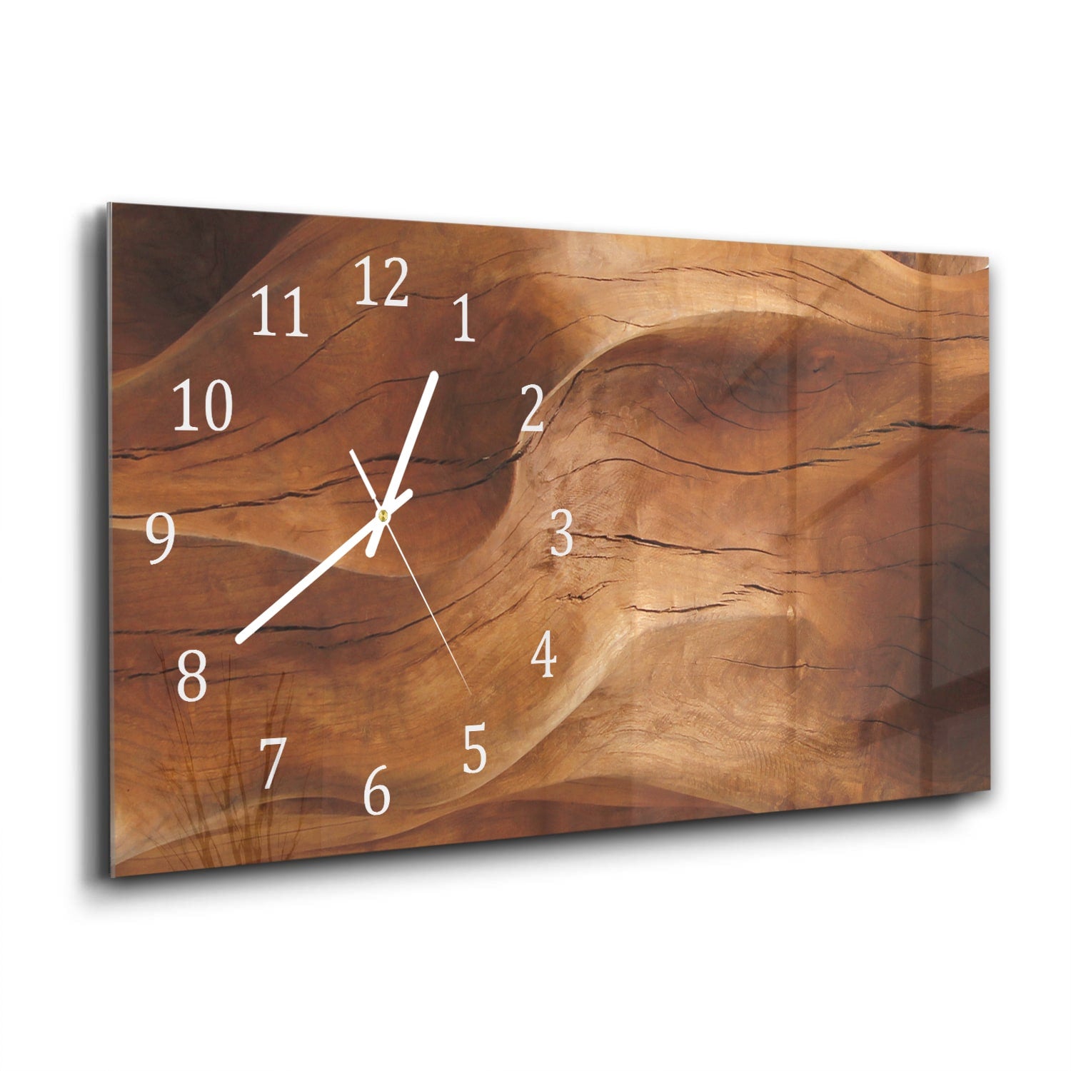 Wanduhr 60x30 - Wellenförmiges Holz