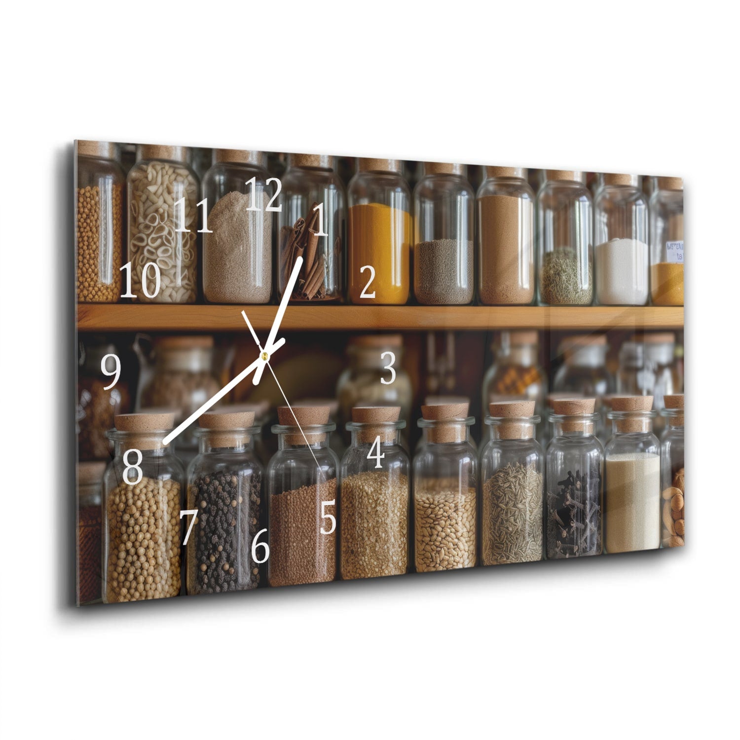 Wanduhr 60x30 - Kräuter & Gewürze in Gläsern