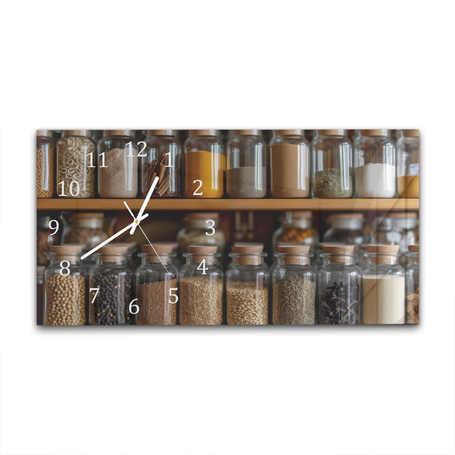 Wanduhr 60x30 - Kräuter & Gewürze in Gläsern
