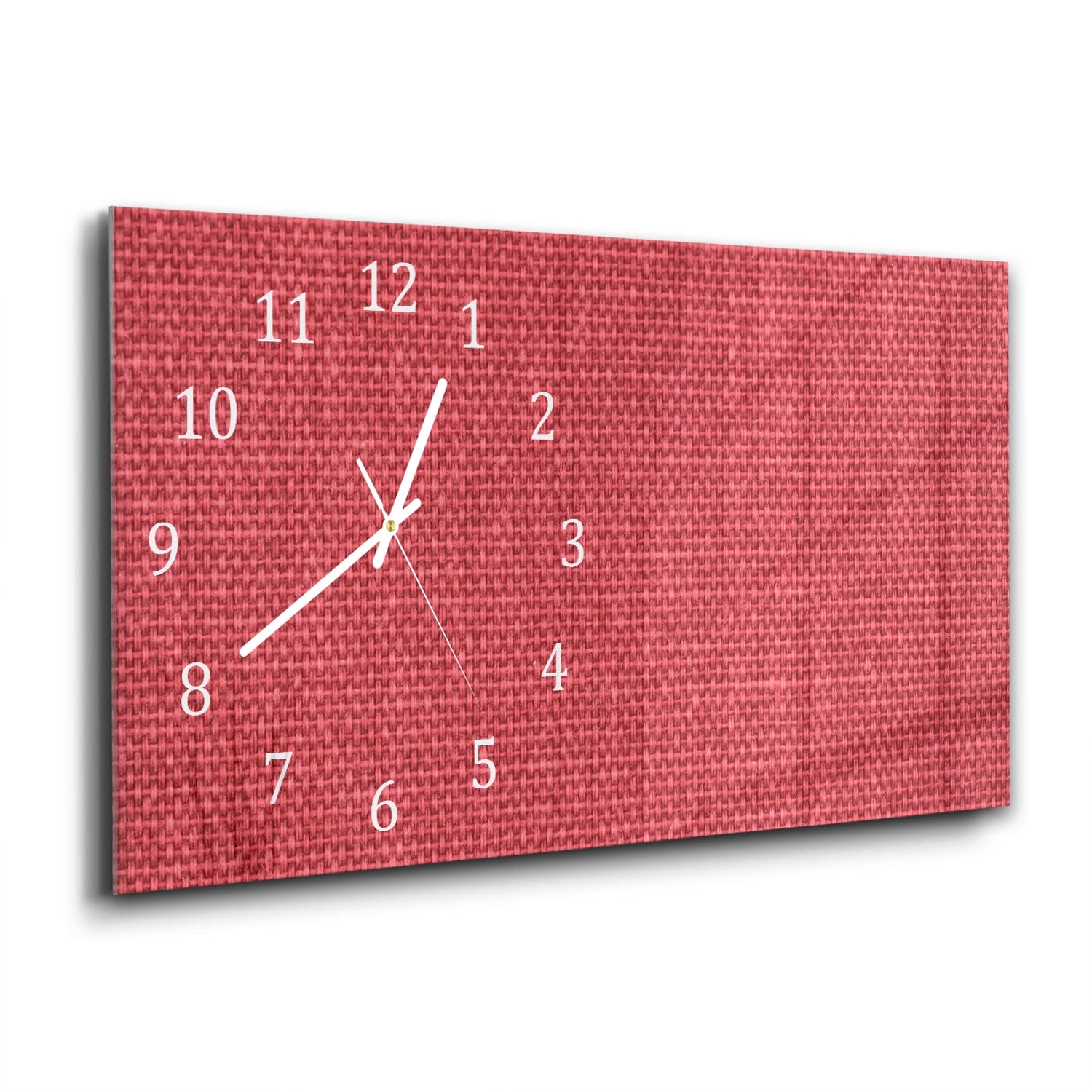 Wanduhr 60x30 - Rote Leinen-Textur