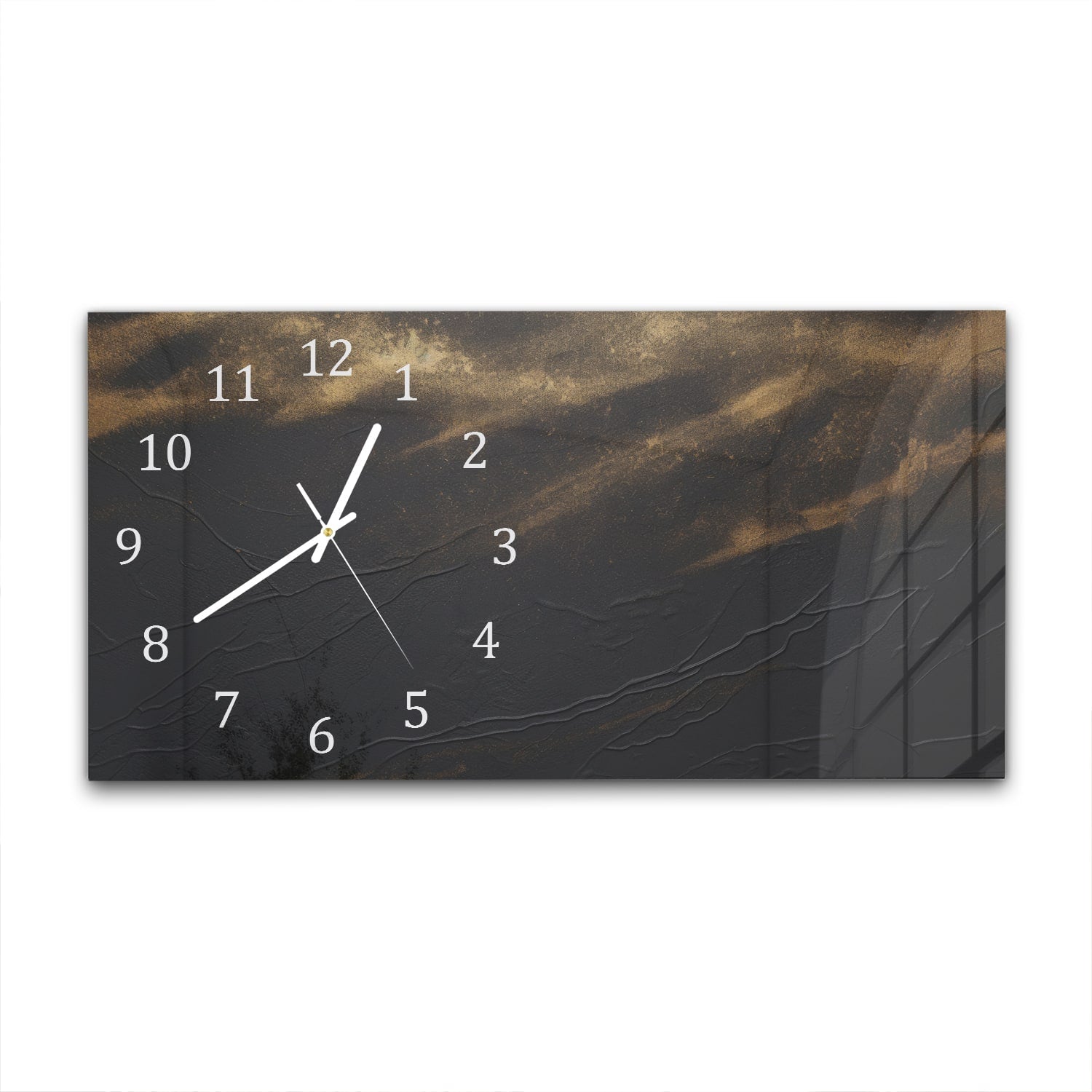 Wanduhr 60x30 - Schwarz/Gold luxuriöse Textur