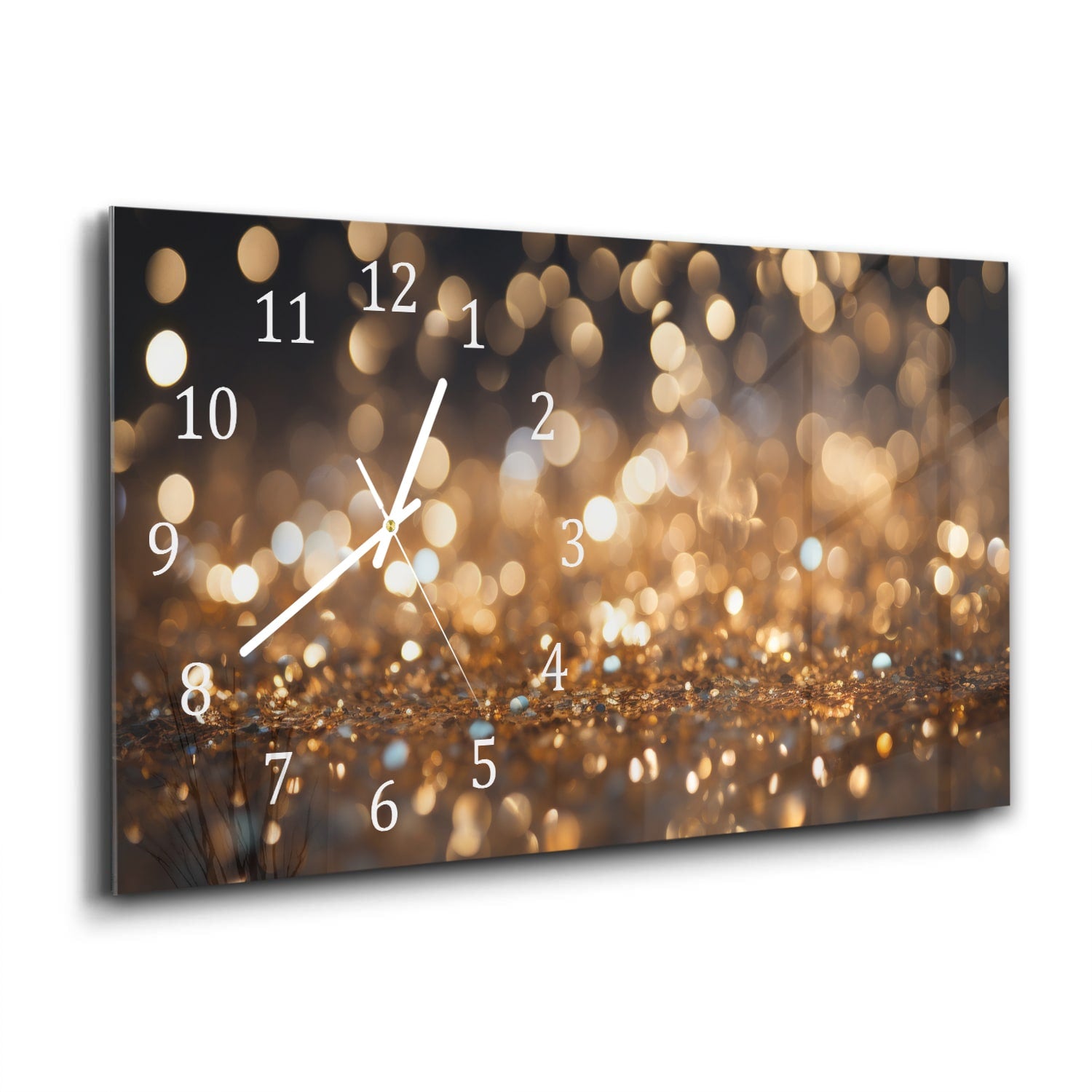 Wanduhr 60x30 - Goldene Glitzer