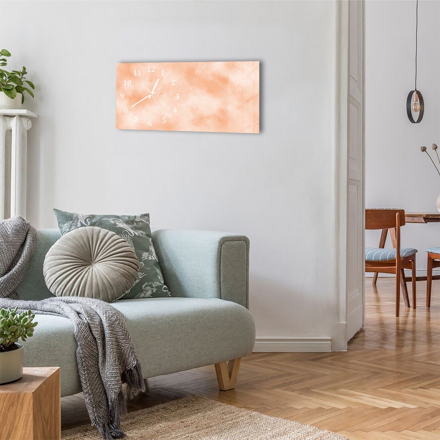 Wanduhr 60x30 - Abstrakte Aquarell-Textur