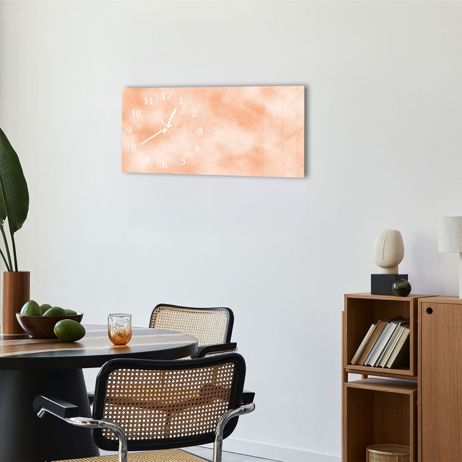 Wanduhr 60x30 - Abstrakte Aquarell-Textur