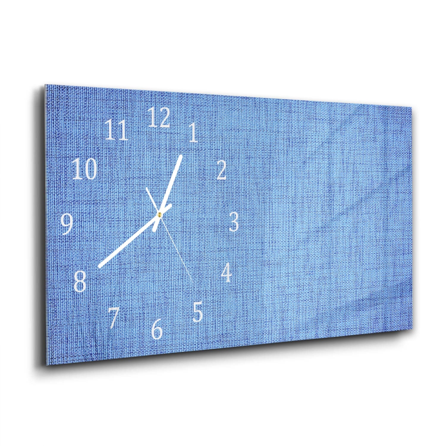 Wanduhr 60x30 - Blauer Stoff