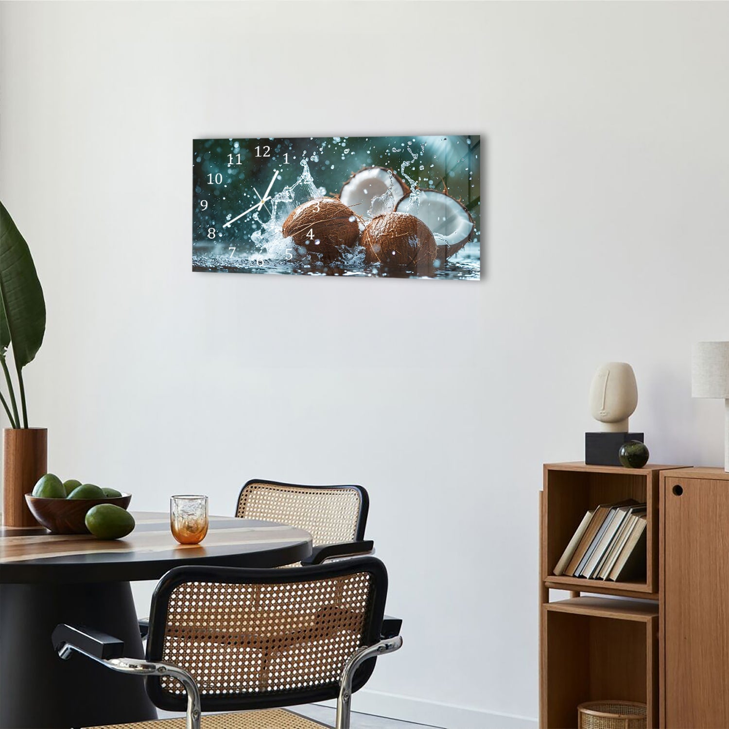 Wanduhr 60x30 - Kokos-Splash