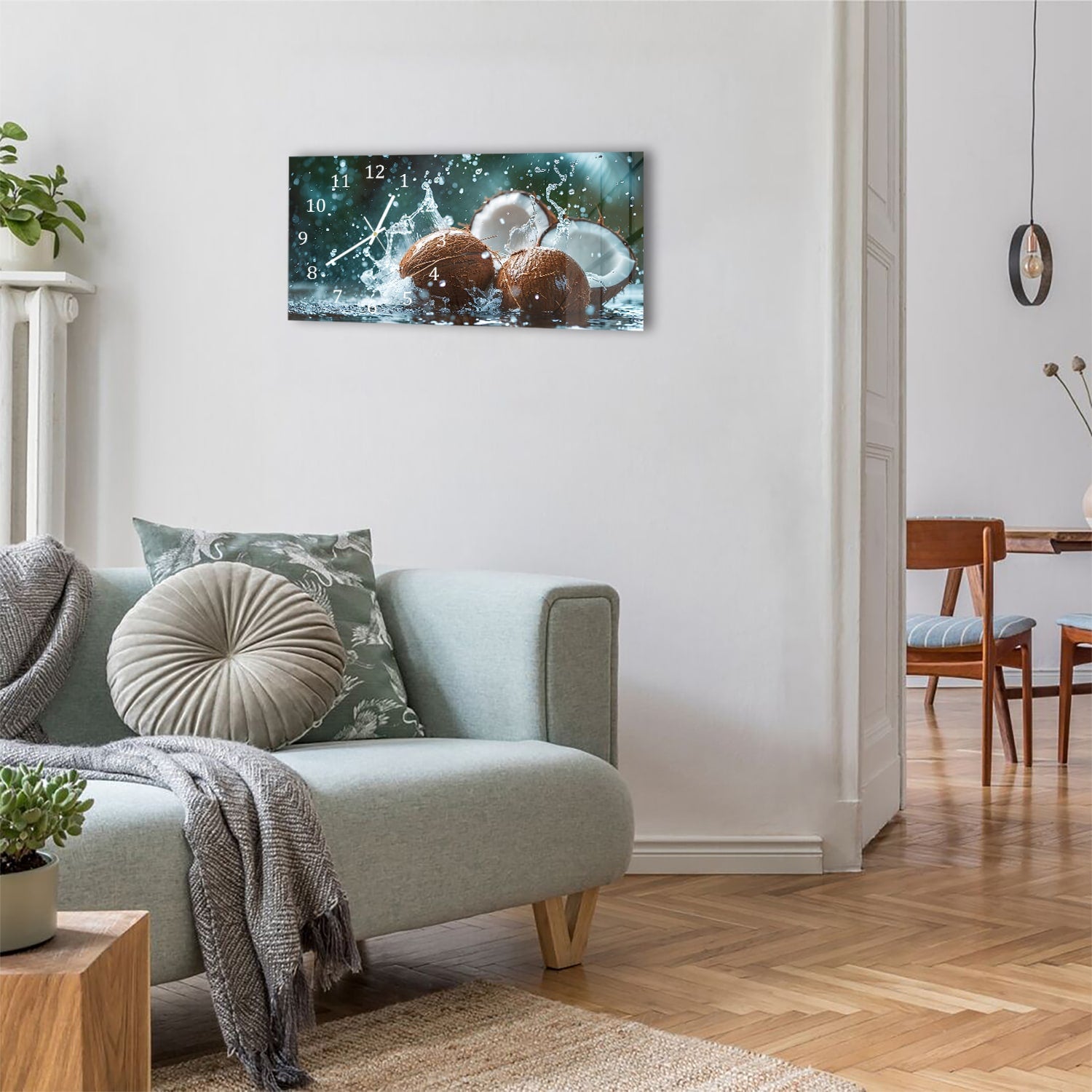 Wanduhr 60x30 - Kokos-Splash