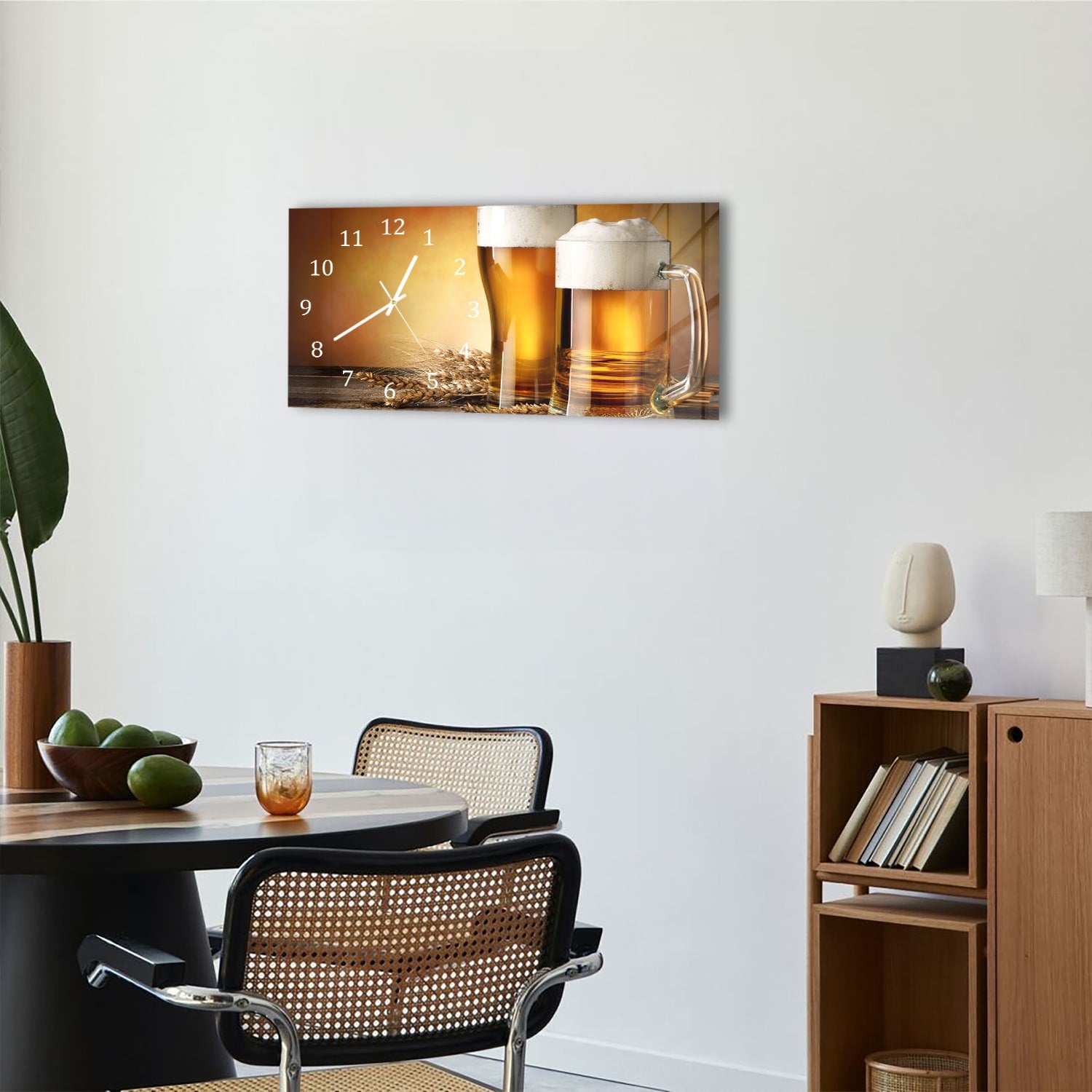 Wanduhr 60x30 - Bier und Gerste
