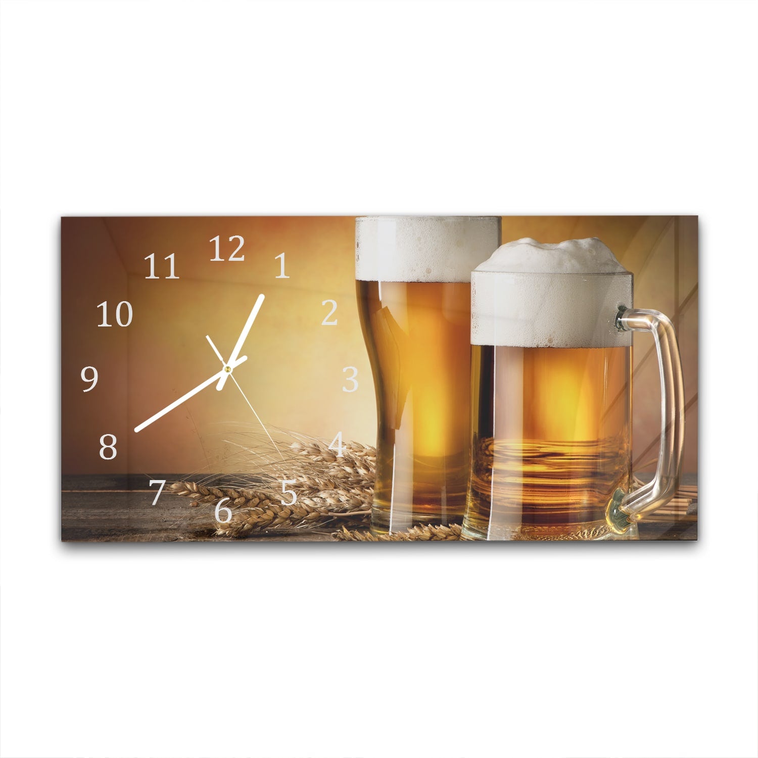 Wanduhr 60x30 - Bier und Gerste