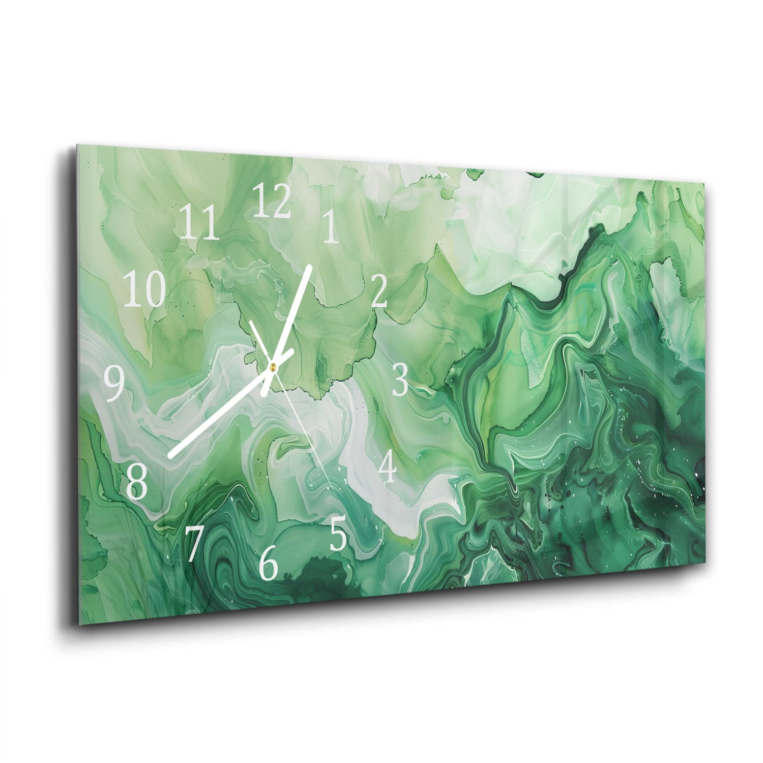 Wanduhr 60x30 - Grüne Aquarell-Textur