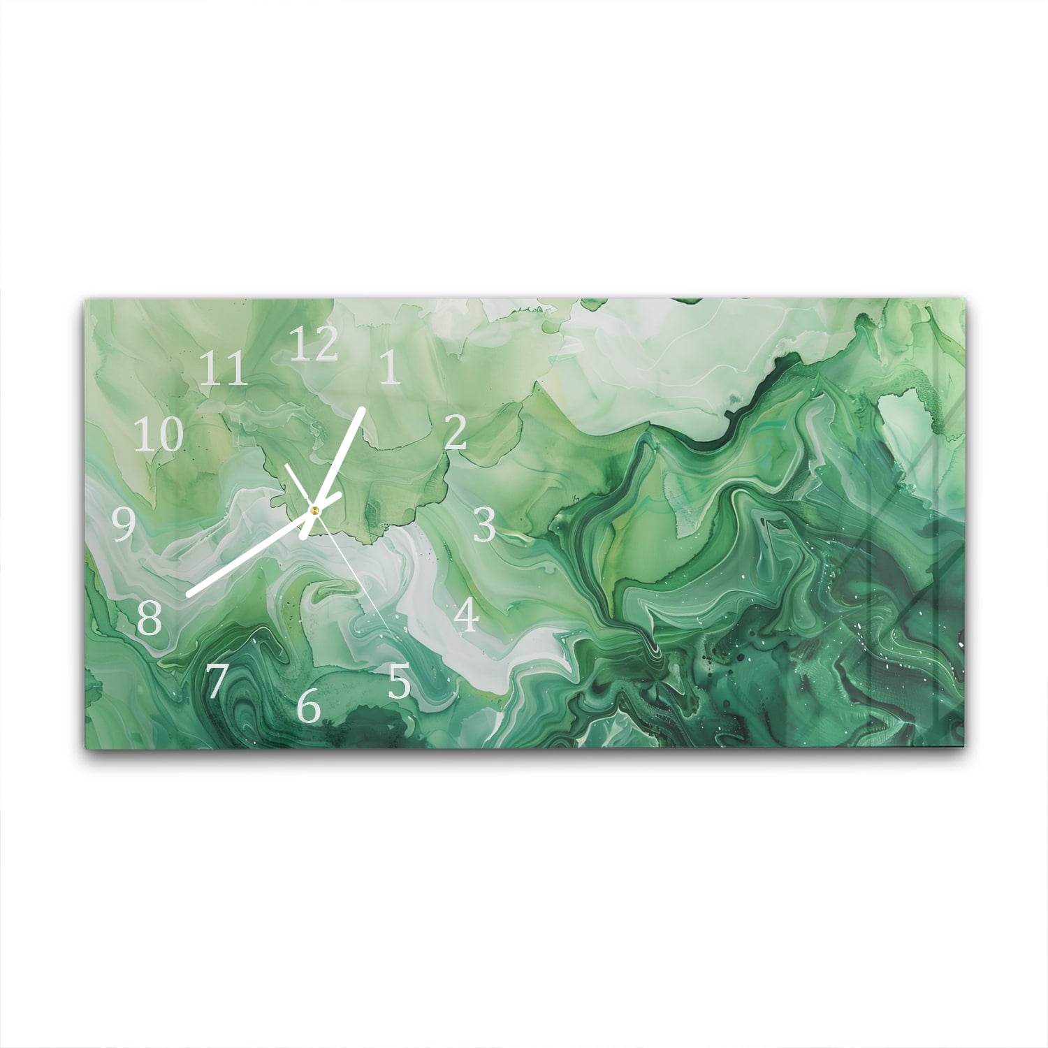 Wanduhr 60x30 - Grüne Aquarell-Textur