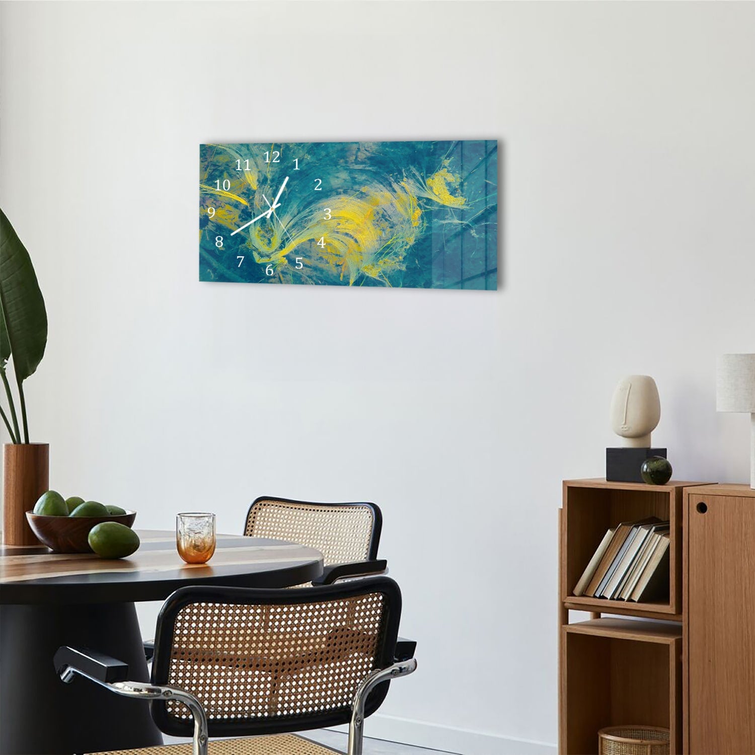 Wanduhr 60x30 - Abstrakte Farbwellen