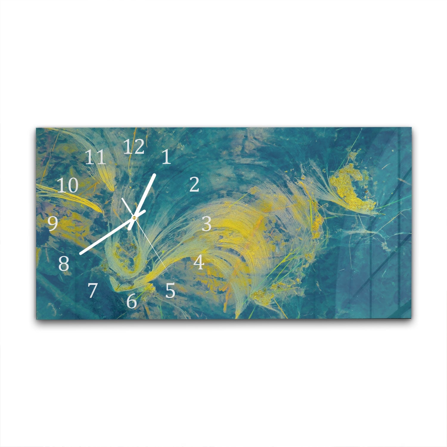 Wanduhr 60x30 - Abstrakte Farbwellen