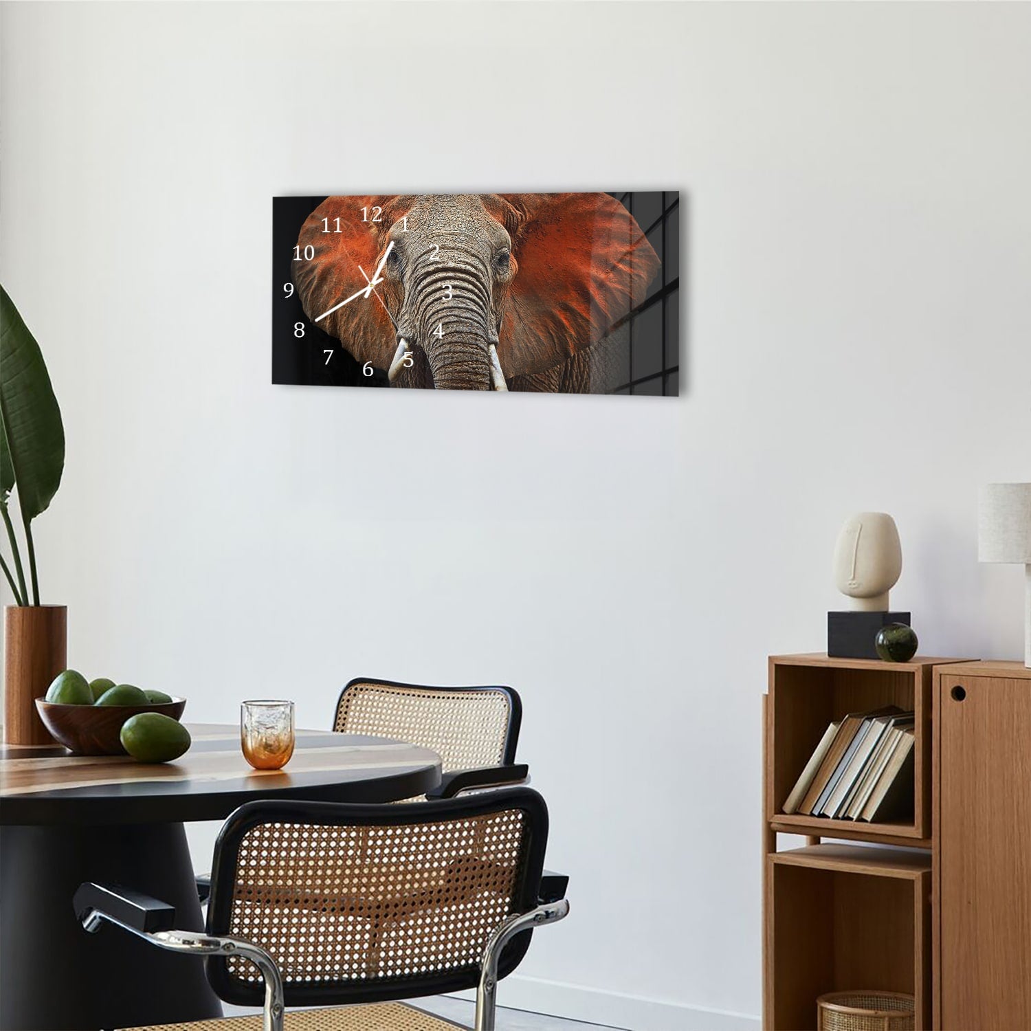 Wanduhr 60x30 - Elefanten in Tsavo