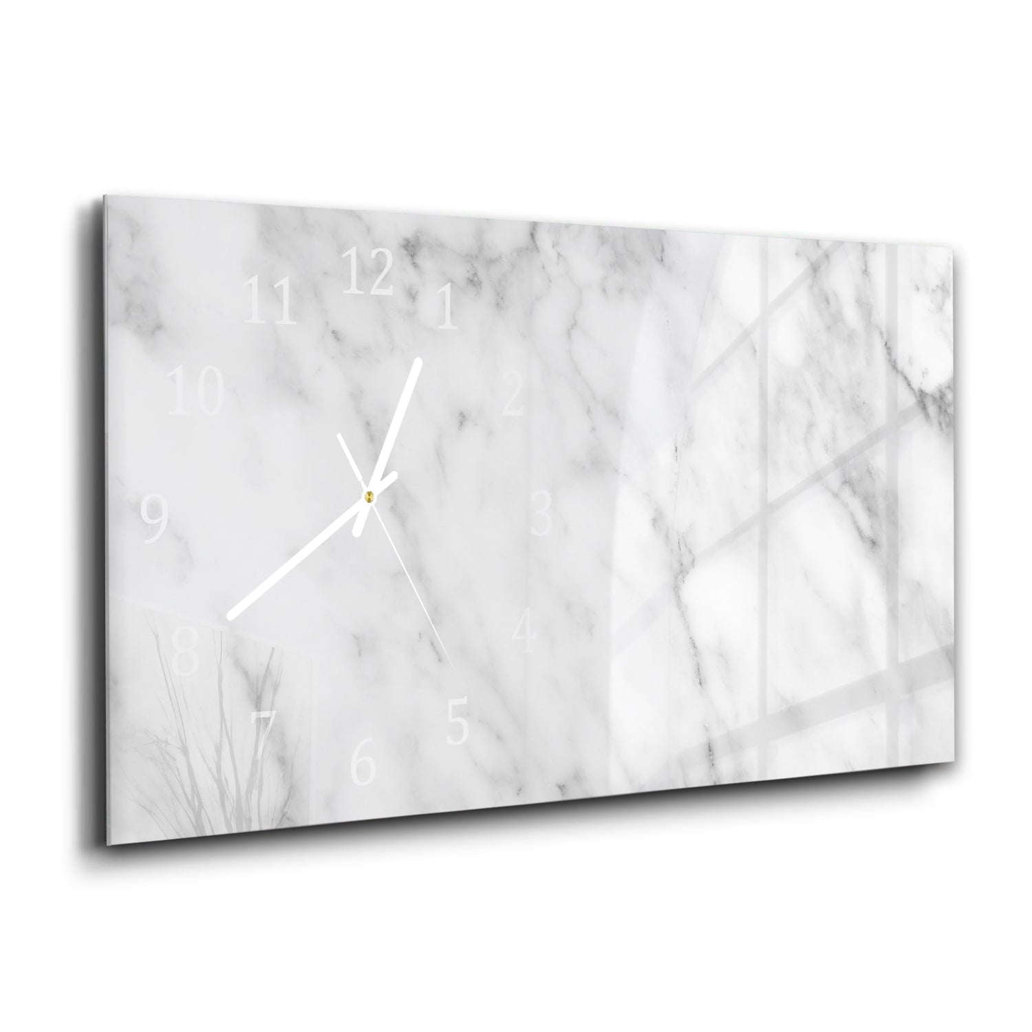Wanduhr 60x30 - Weißer Marmor mit schwarzen Adern
