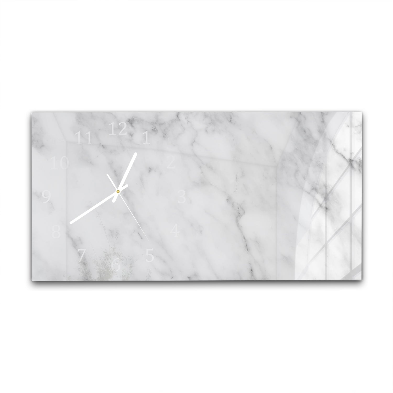 Wanduhr 60x30 - Weißer Marmor mit schwarzen Adern
