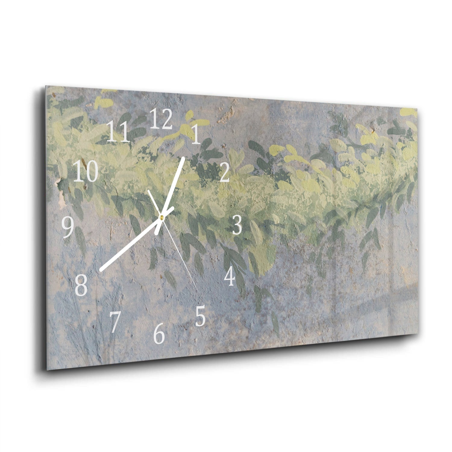 Wanduhr 60x30 - Aquarell-Gemälde Blätter