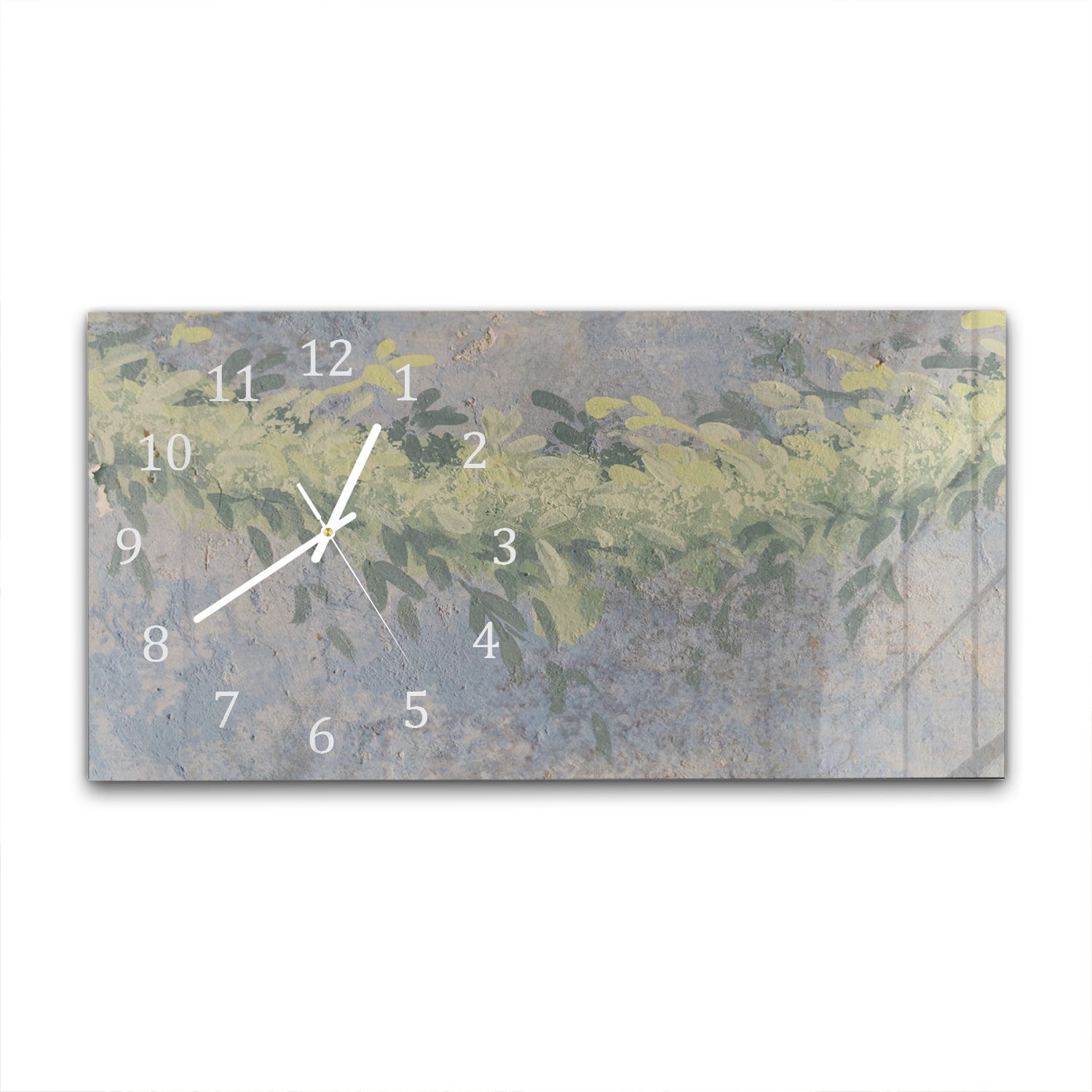 Wanduhr 60x30 - Aquarell-Gemälde Blätter