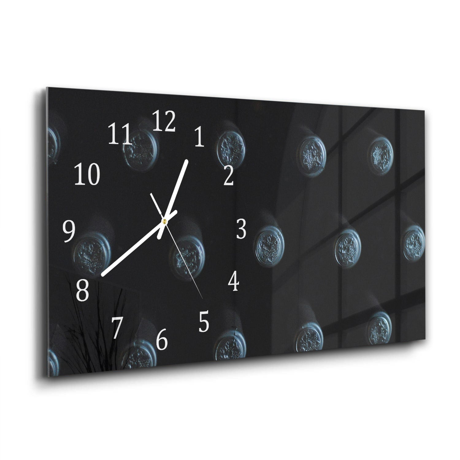 Wanduhr 60x30 - Weinflaschen von oben
