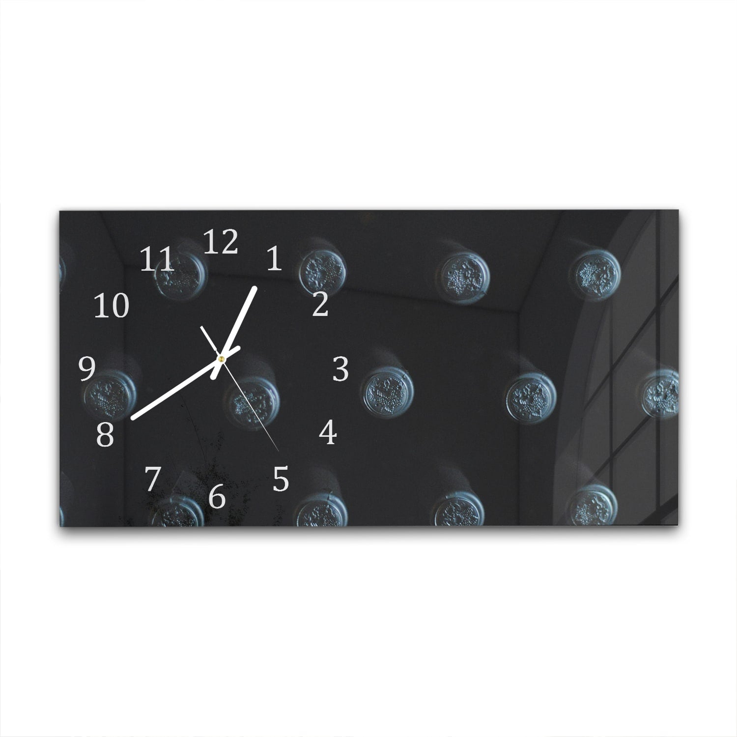 Wanduhr 60x30 - Weinflaschen von oben