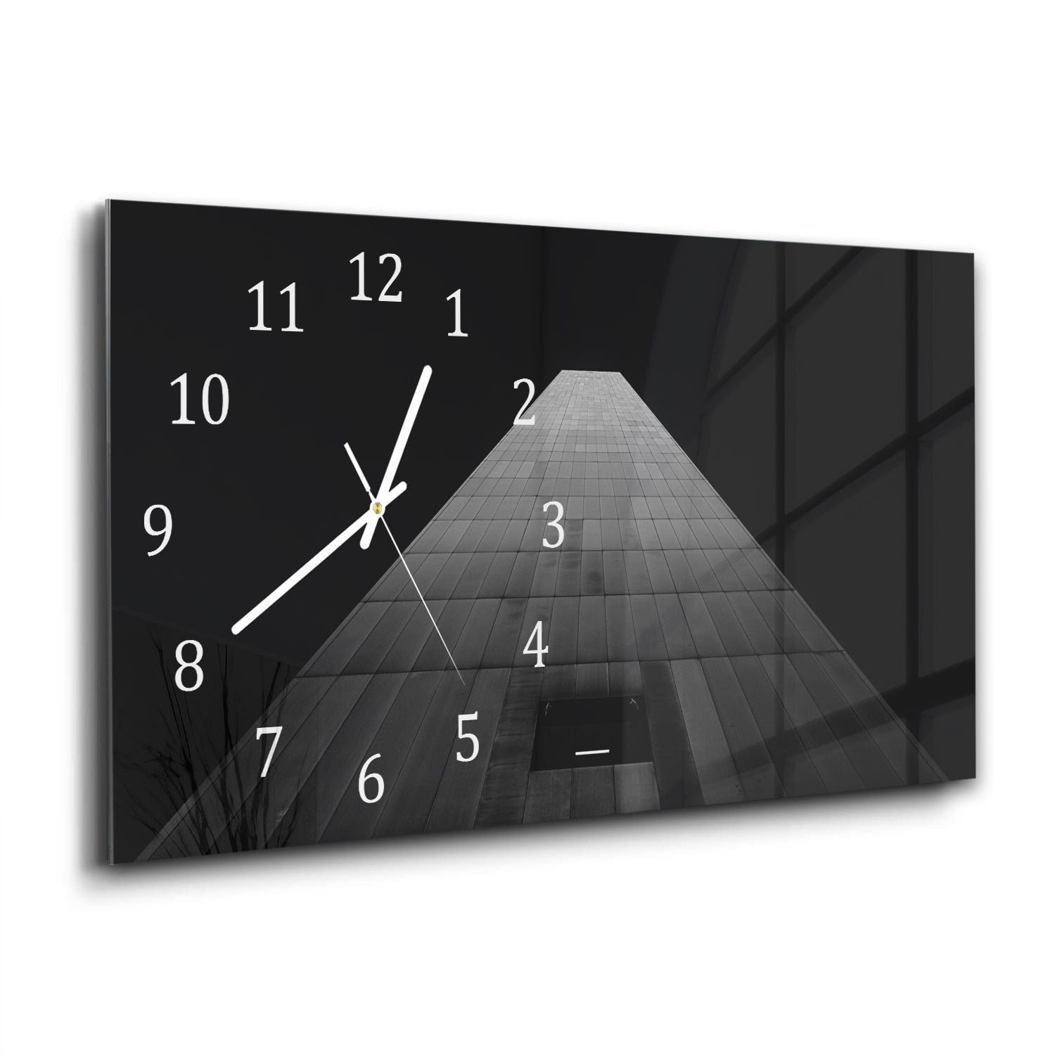 Wanduhr 60x30 - Schwarz-weiß Gebäude