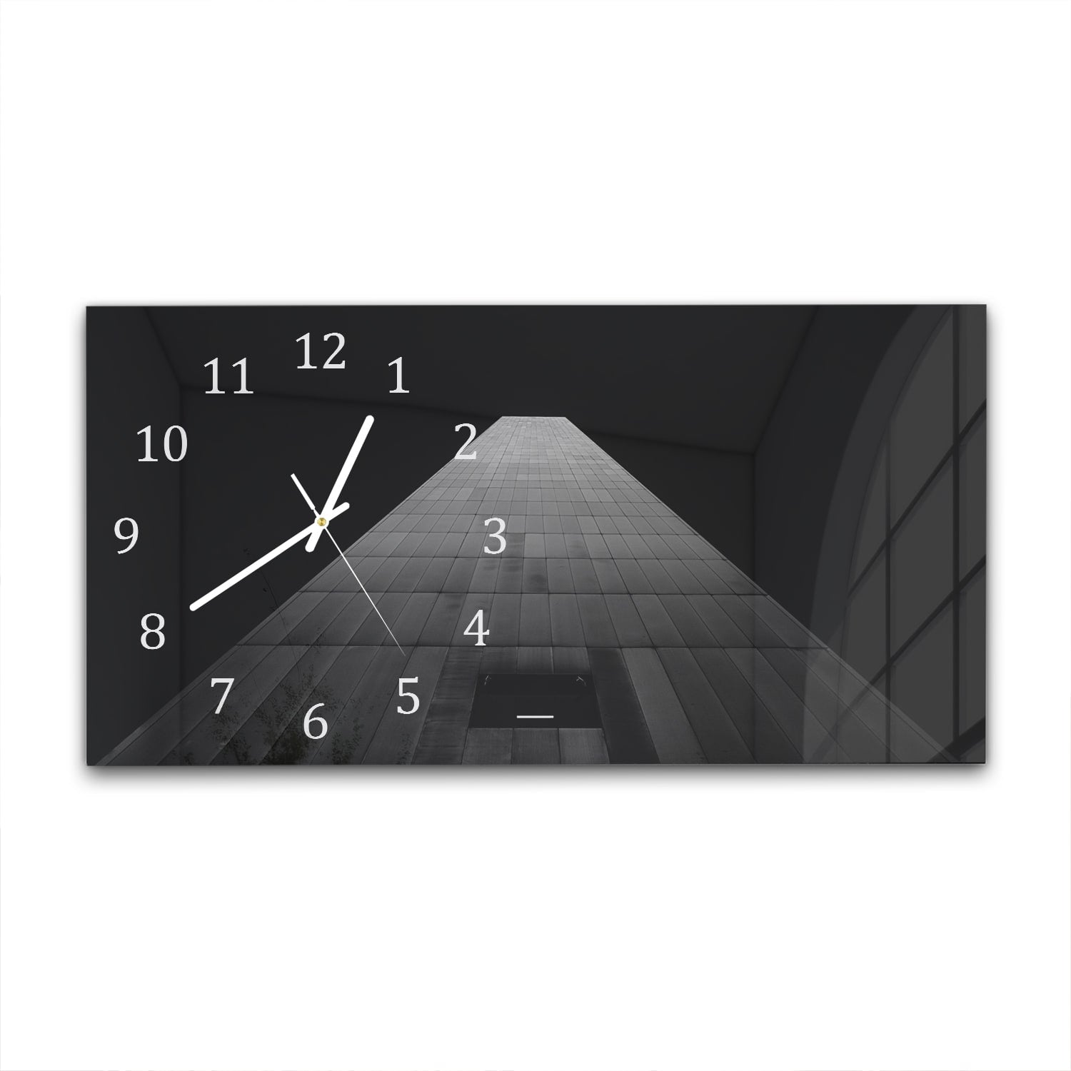 Wanduhr 60x30 - Schwarz-weiß Gebäude